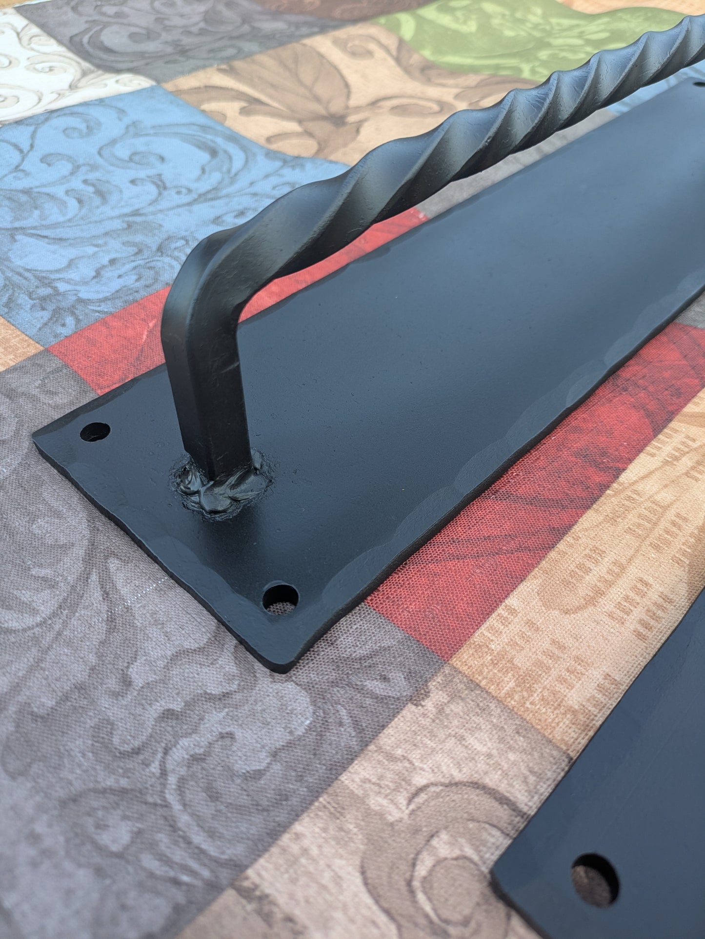 Hand Forged Twisted Handles on 16" x 4" Backplates
