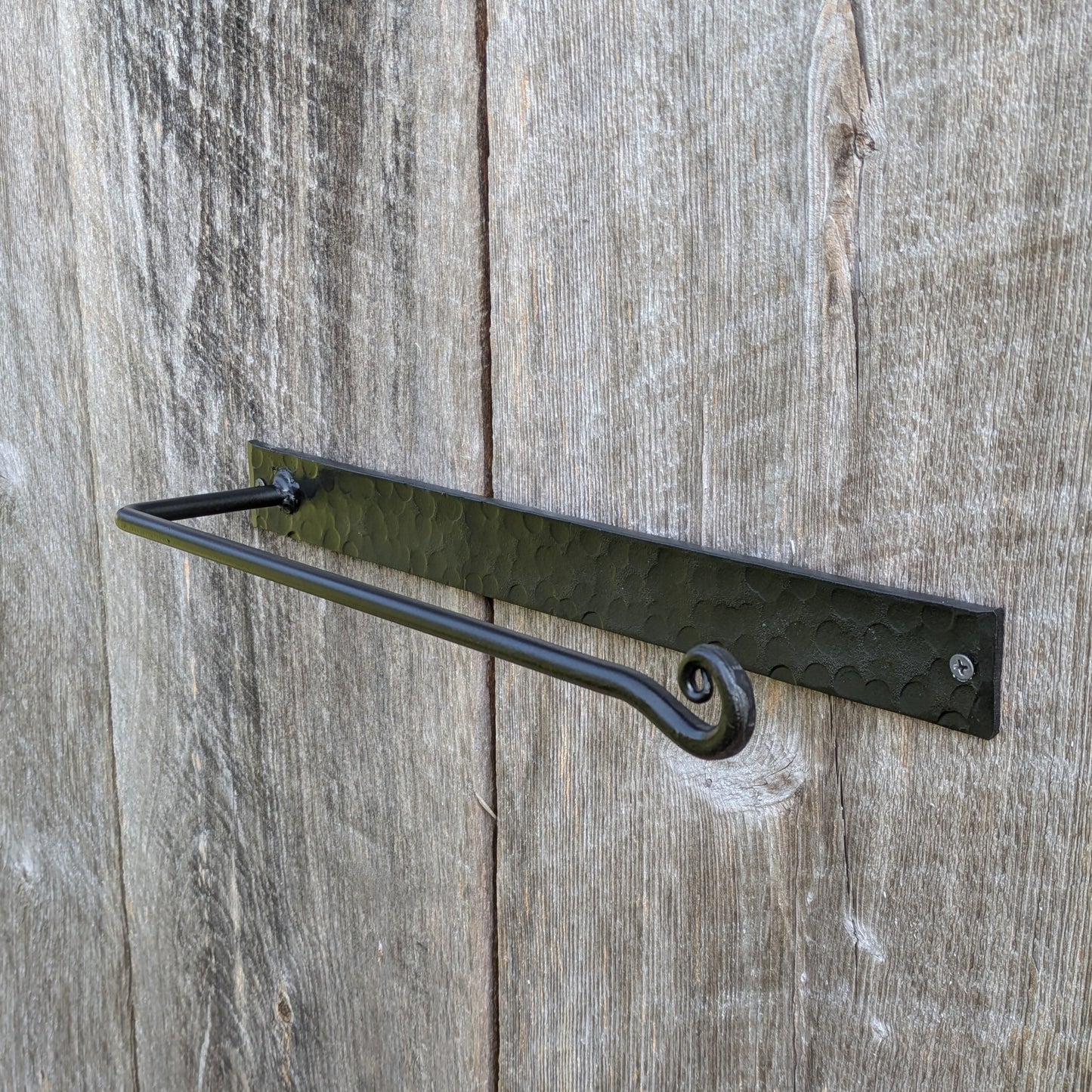 Hand Forged Paper Towel Holder with Hammer Finish Backplate