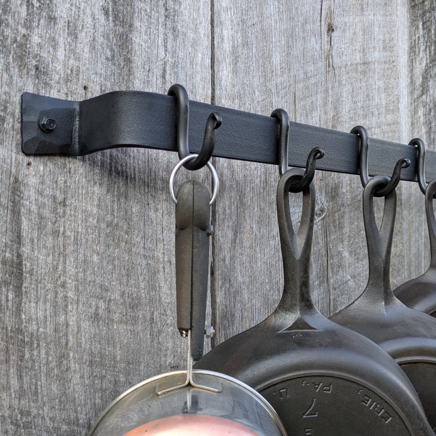 Hand Forged Smooth Finish Wall Mounted Pot Rack-36" Length