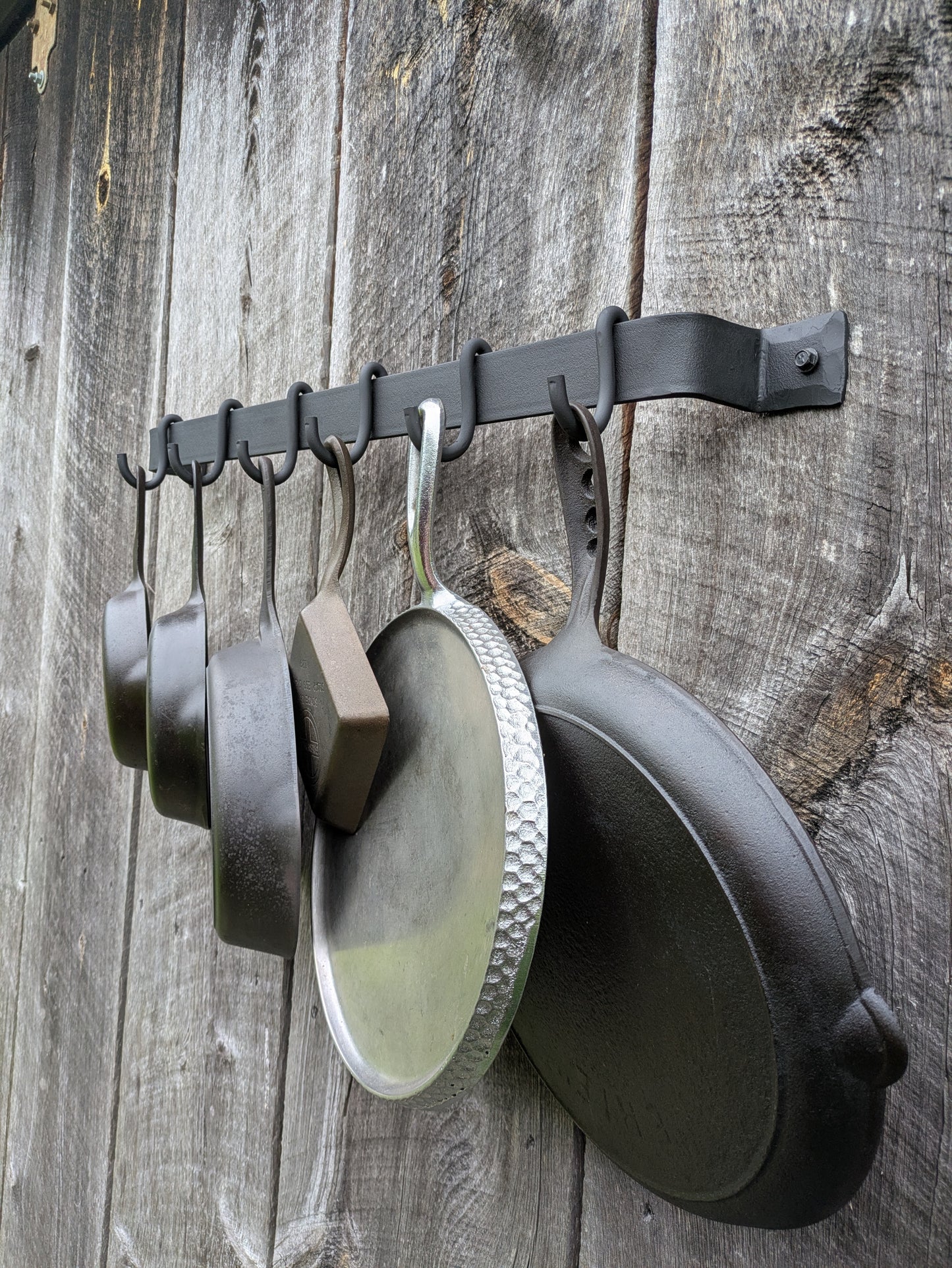 Hand Forged 26" Smooth Finish Pot Rack with Movable Hooks
