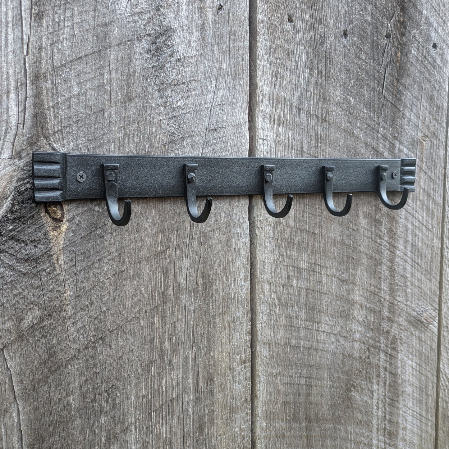 Hand Forged Five Hook Organizer, Kitchen Pot Rack, Closet Storage or Key Rack