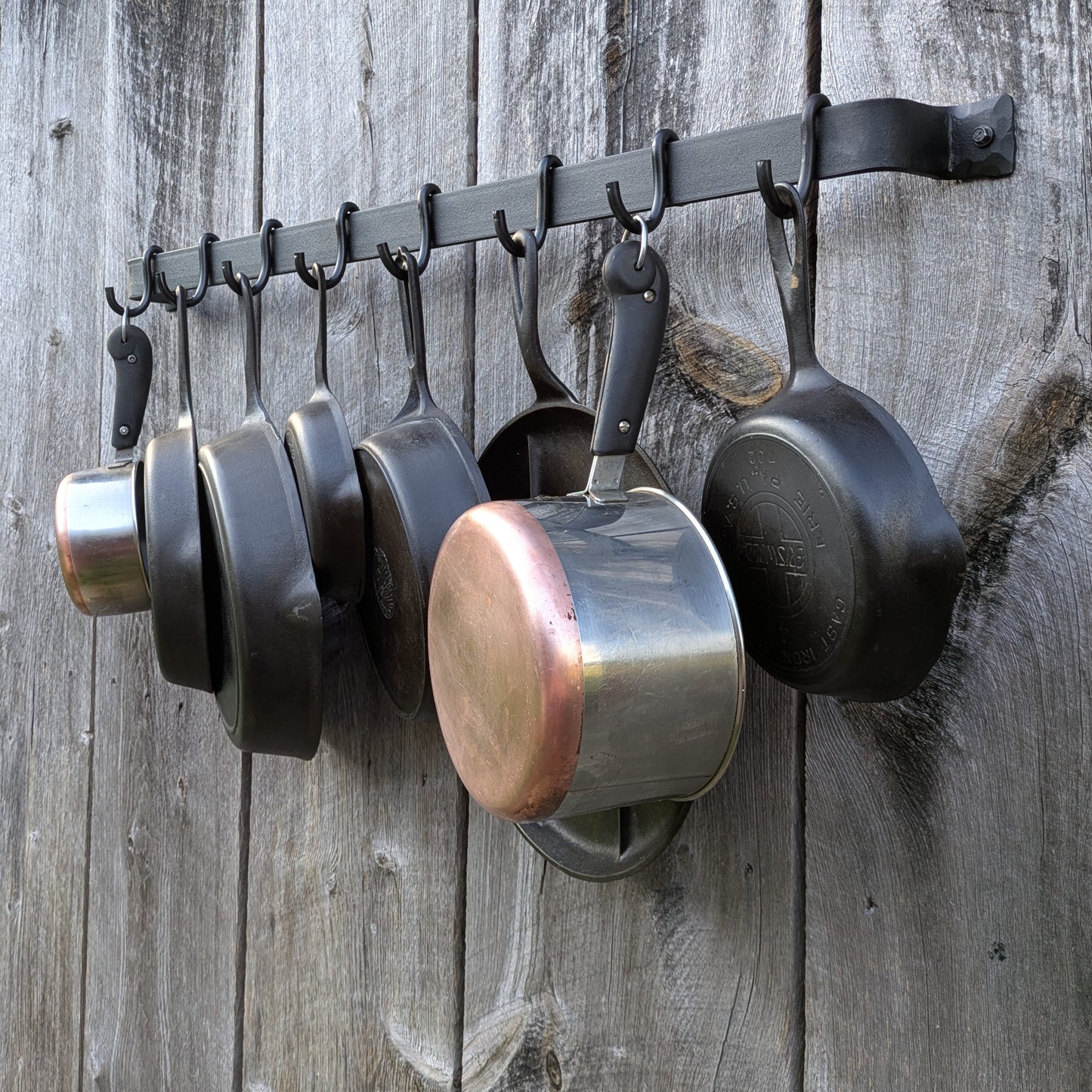 Hand Forged Smooth Finish Wall Mounted Pot Rack-36" Length