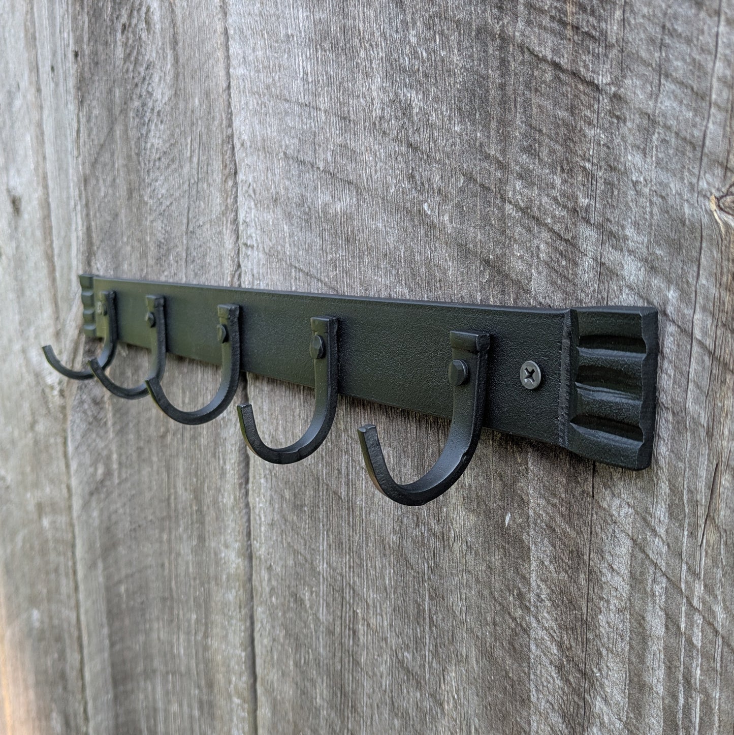 Hand Forged Five Hook Organizer, Kitchen Pot Rack, Closet Storage or Key Rack