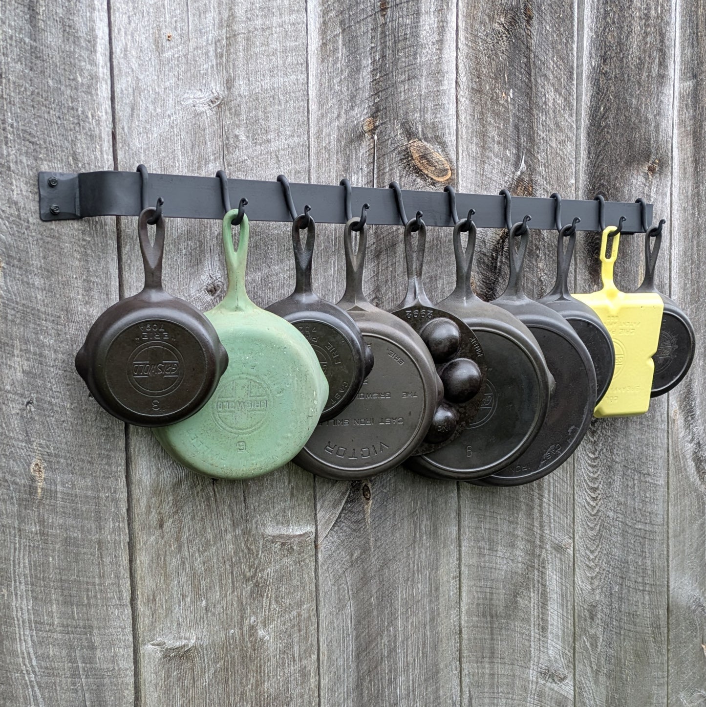 Hand Forged Large Smooth Finish Wall Mounted Pot Rack 48"