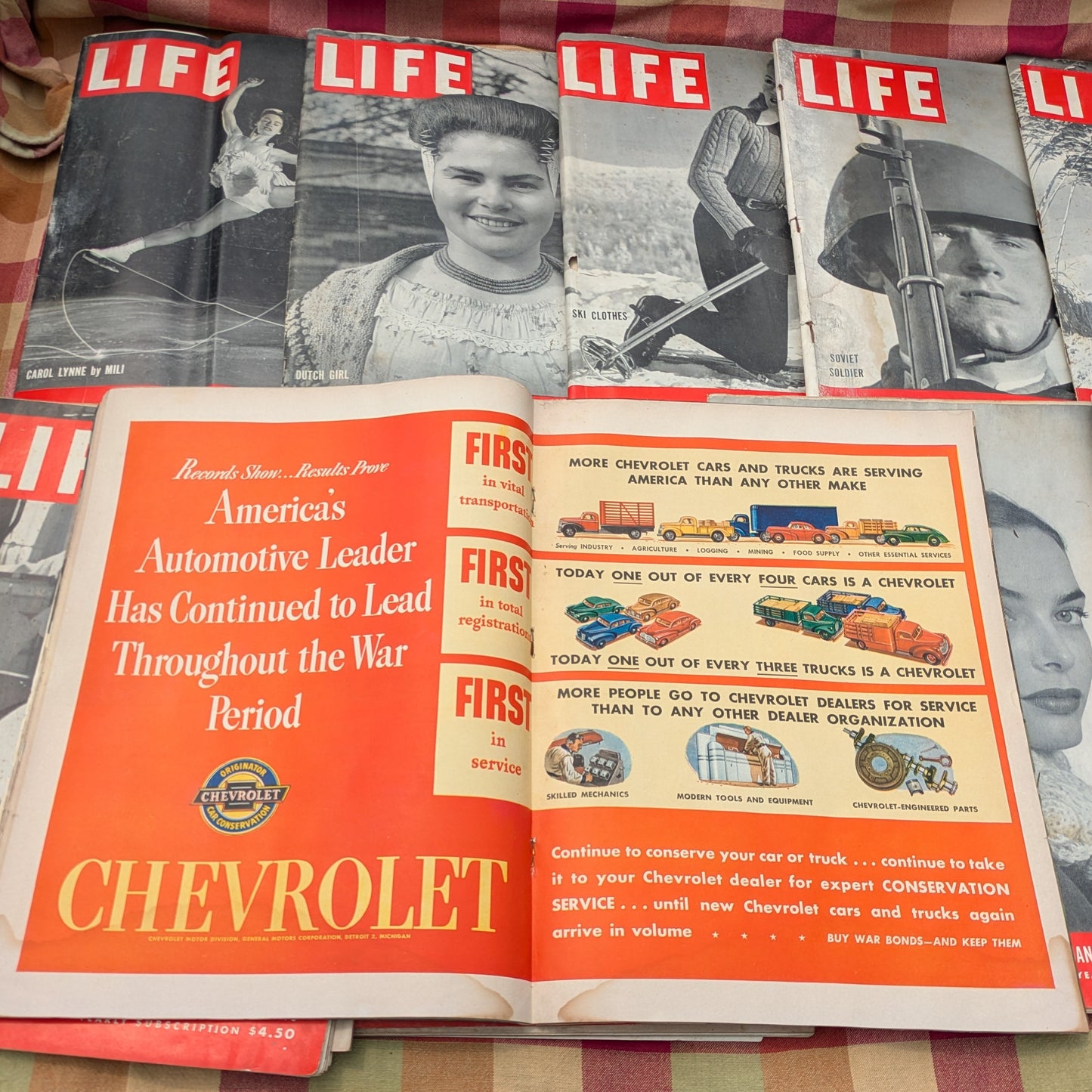 10 Vintage Life Magazines, January-March 1945
