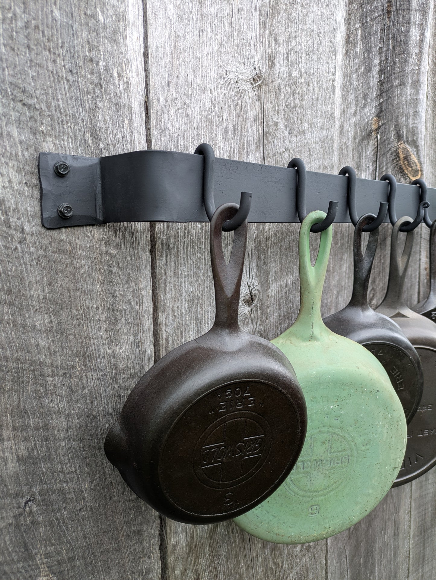 Hand Forged Large Smooth Finish Wall Mounted Pot Rack 48"