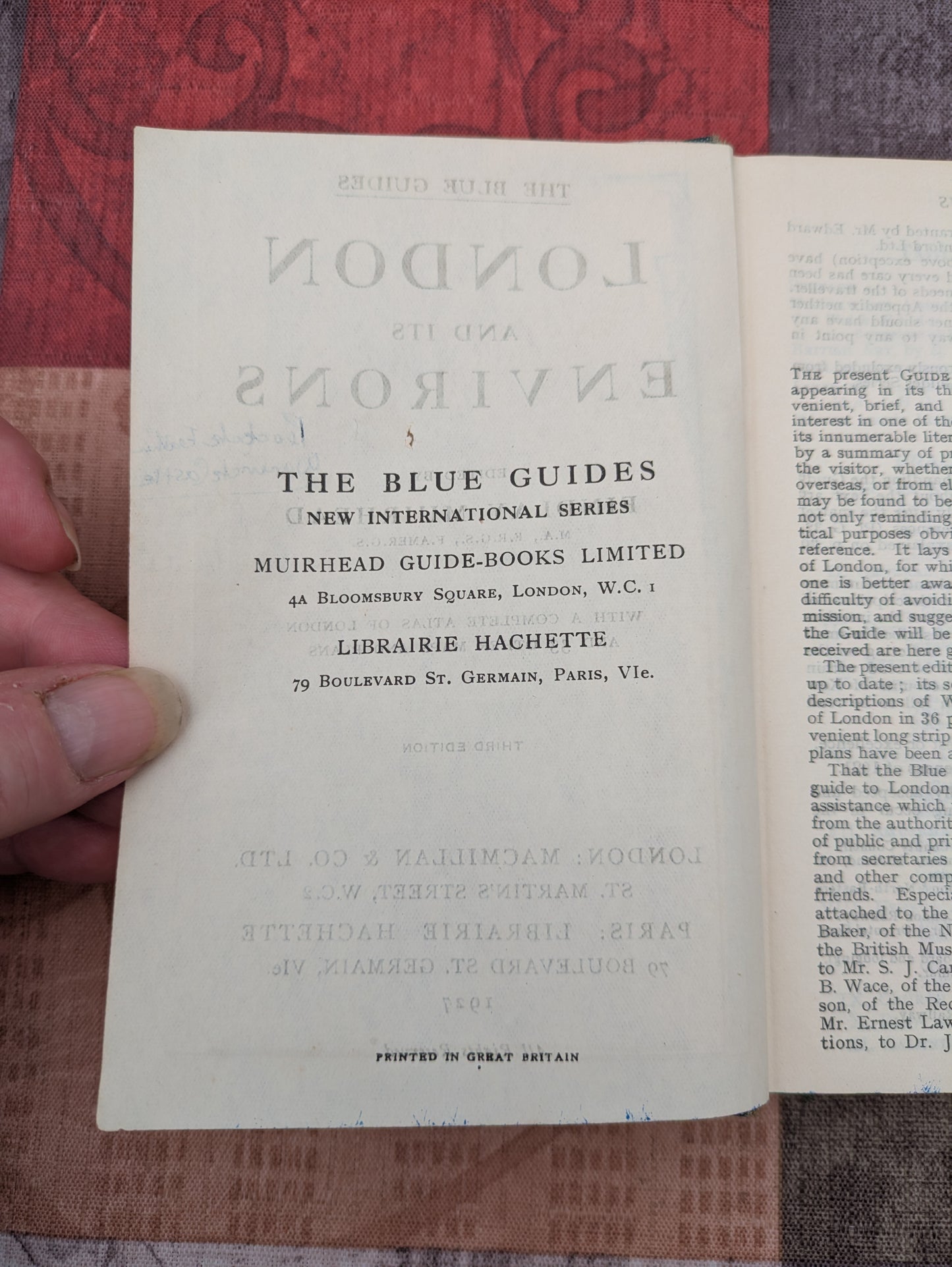 Muirhead's London and its Environs, Vintage 1927 Third Edition Travel Guide with Maps