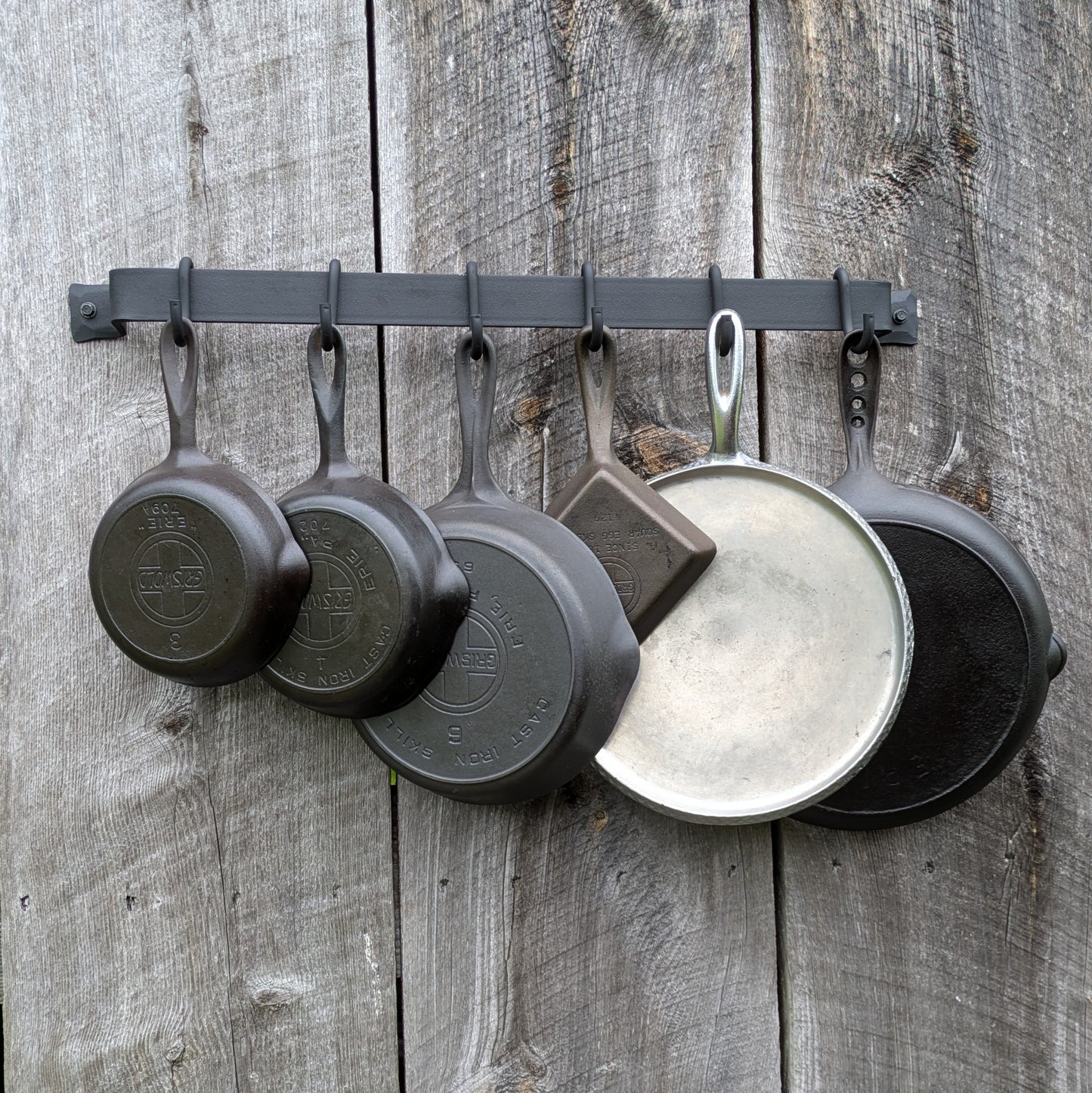 Hand Forged 26" Smooth Finish Pot Rack with Movable Hooks