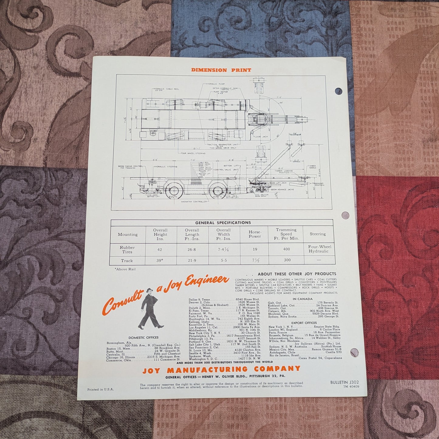 Vintage 1950's Joy Mining Equipment Machinery Booklets