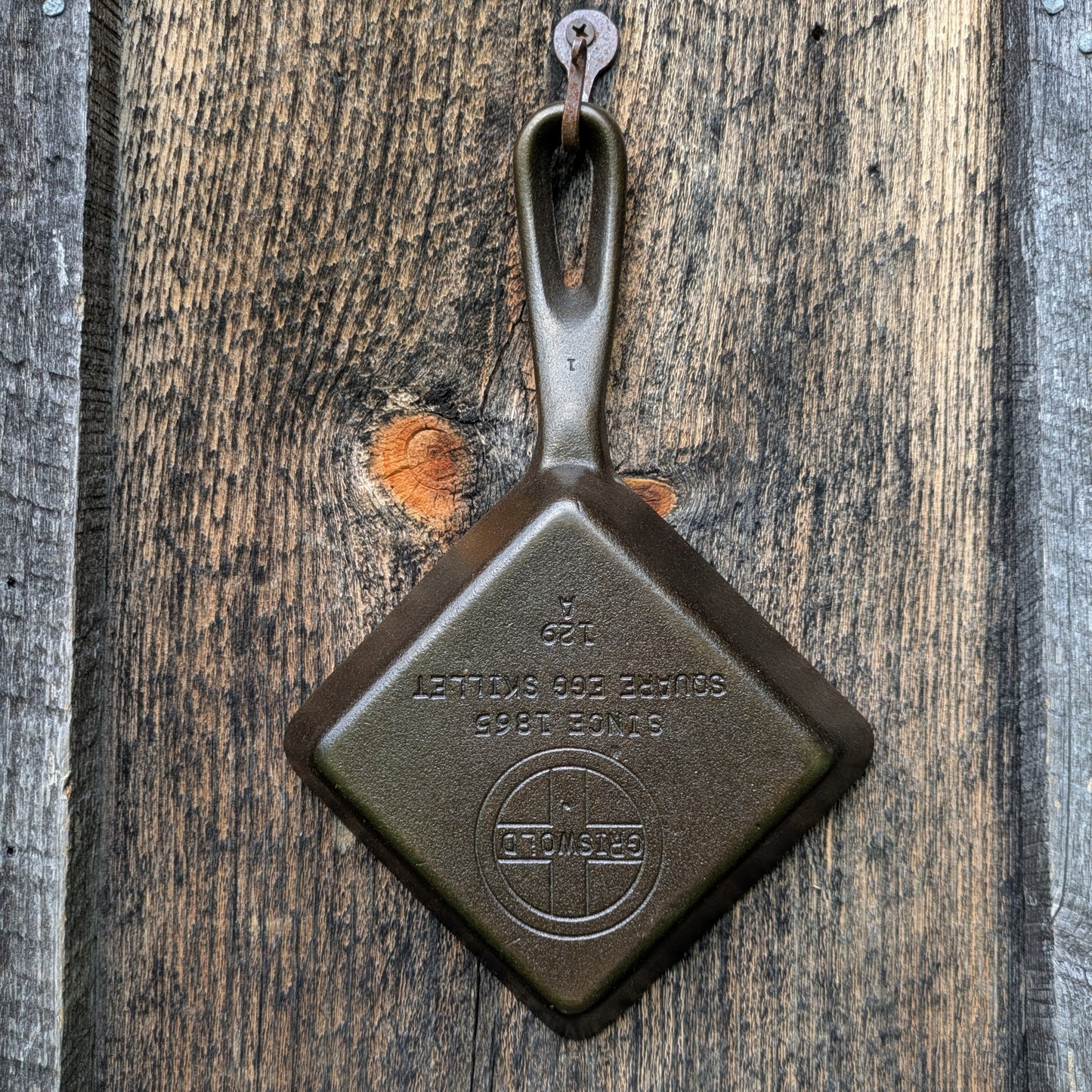 Vintage Griswold Cast Iron Square Egg Skillet #129 Block Logo