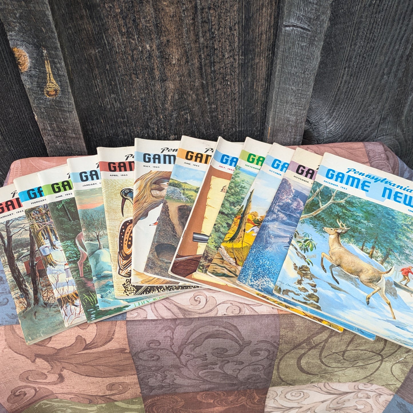Vintage 1962 and 1963 Pennsylvania Game News Magazines, Set of 13