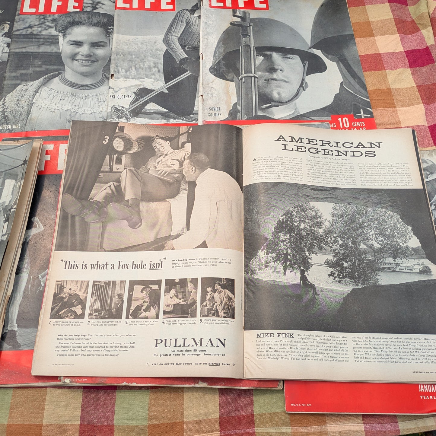 10 Vintage Life Magazines, January-March 1945