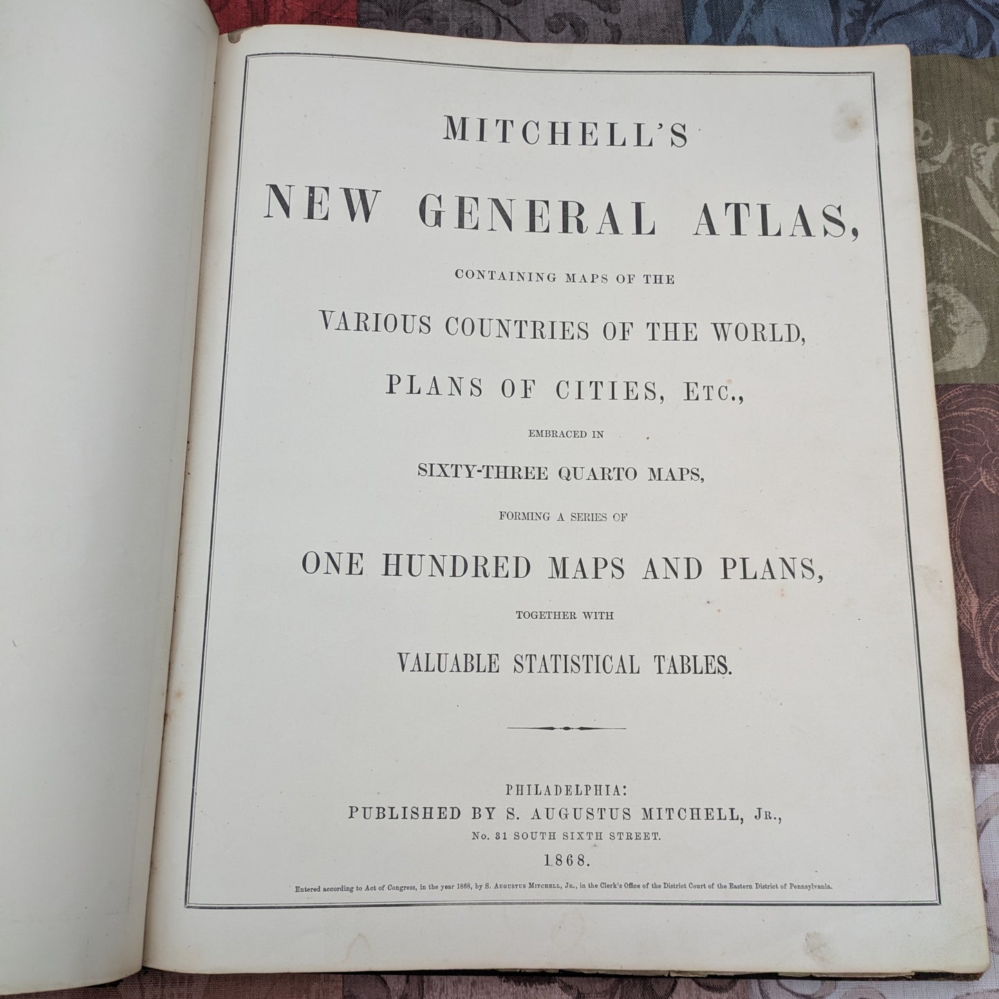 Mitchell's 1868 New General Atlas. Antique Maps and Statistics