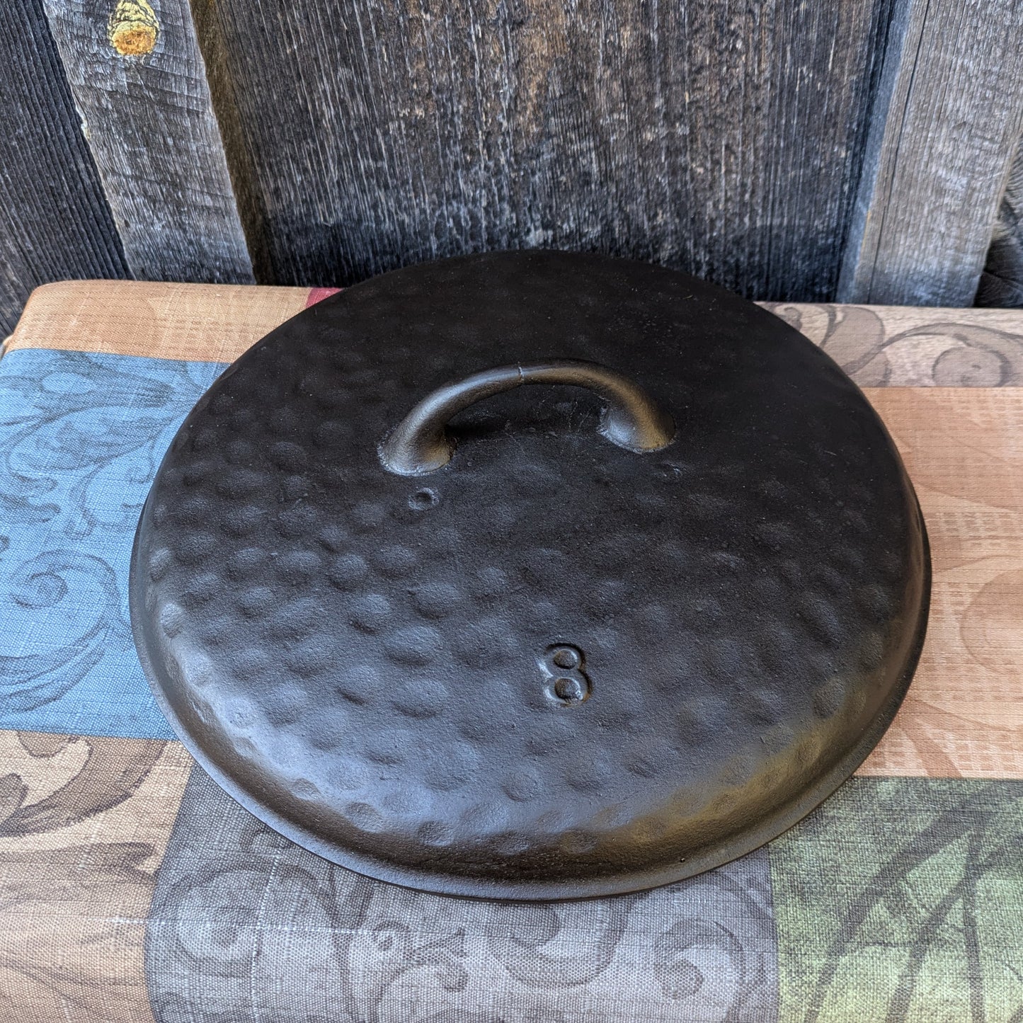Ugly Hammered #8 Cast Iron Deep Skillet or Chicken Fryer with Lid