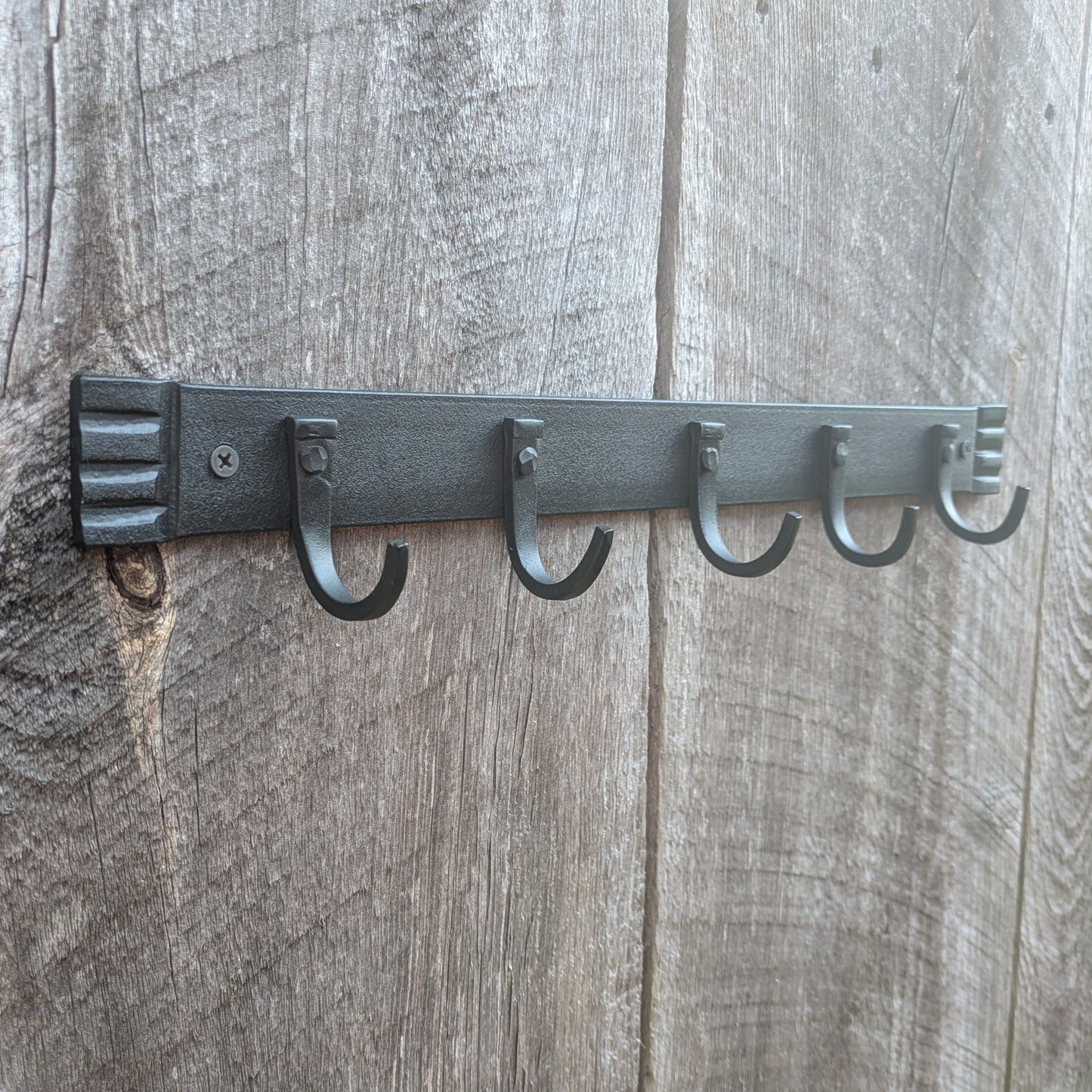 Hand Forged Five Hook Organizer, Kitchen Pot Rack, Closet Storage or Key Rack