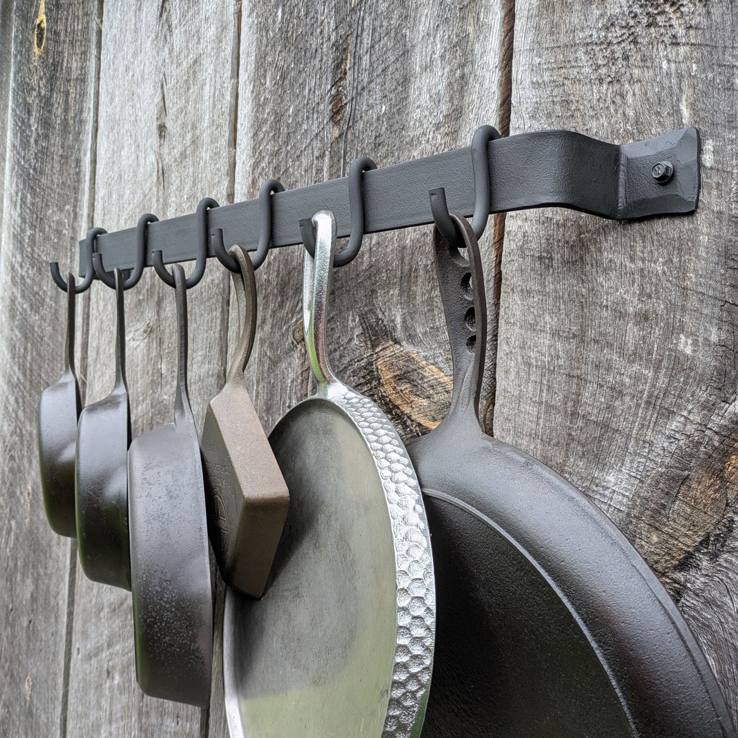 Hand Forged 26" Smooth Finish Pot Rack with Movable Hooks
