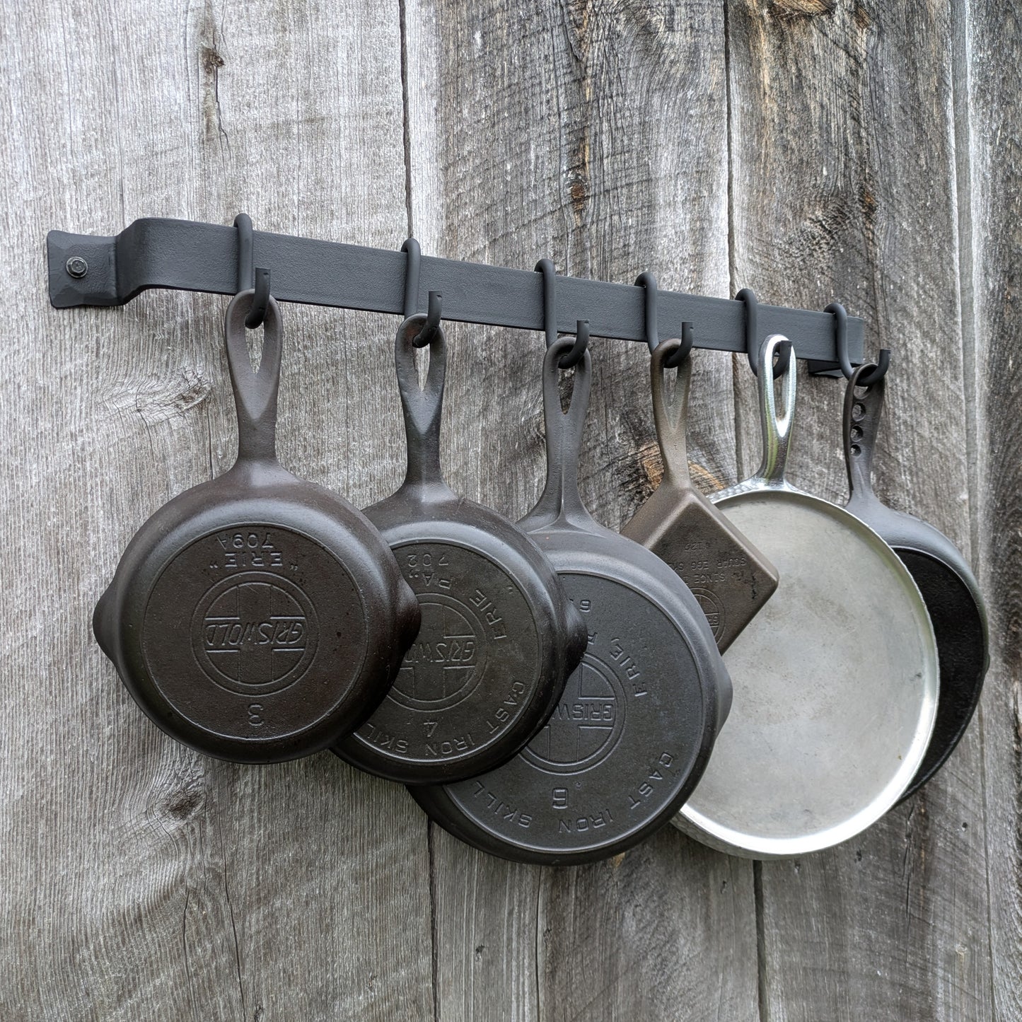 Hand Forged 26" Smooth Finish Pot Rack with Movable Hooks