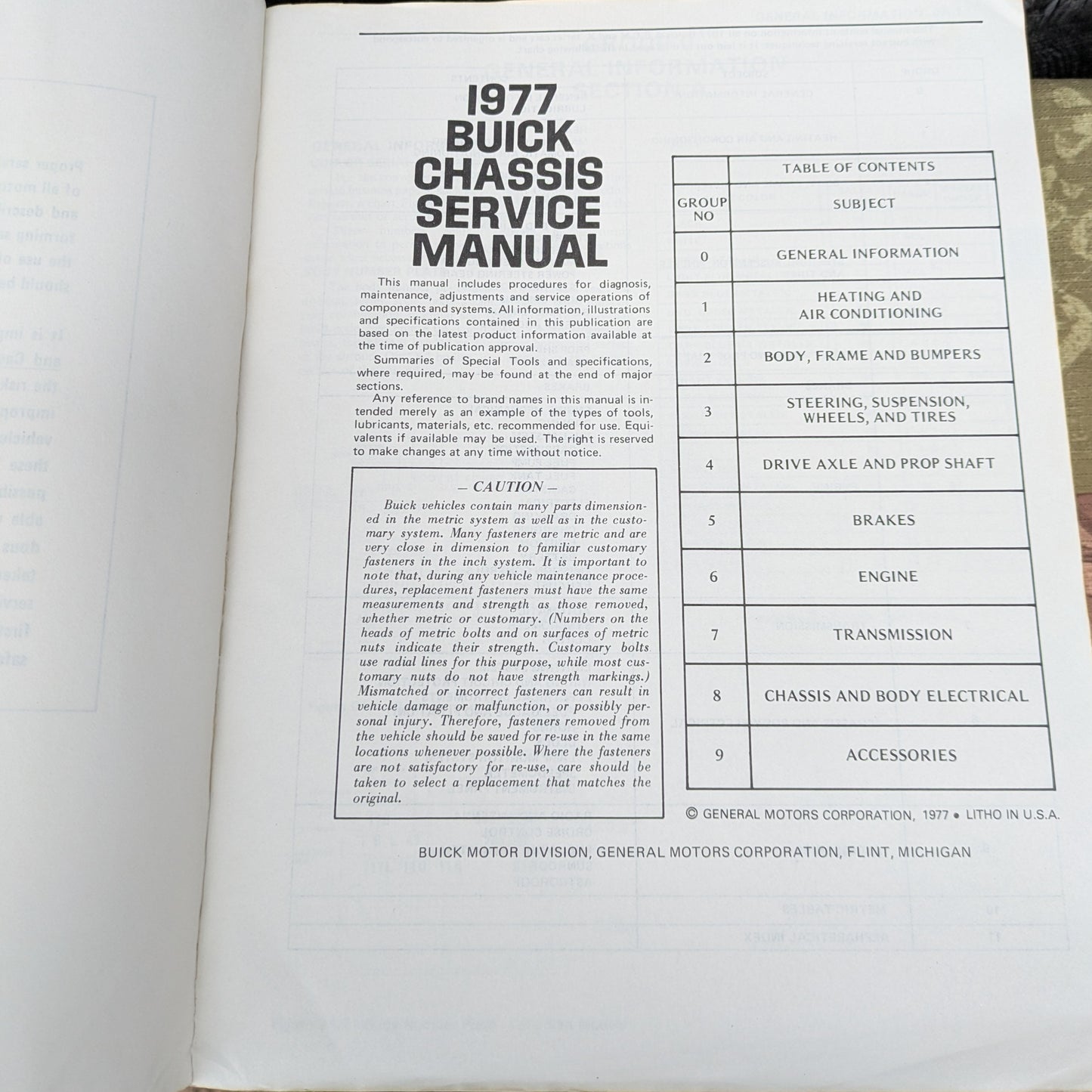 1977 Buick Chassis Service Manual in Original Box
