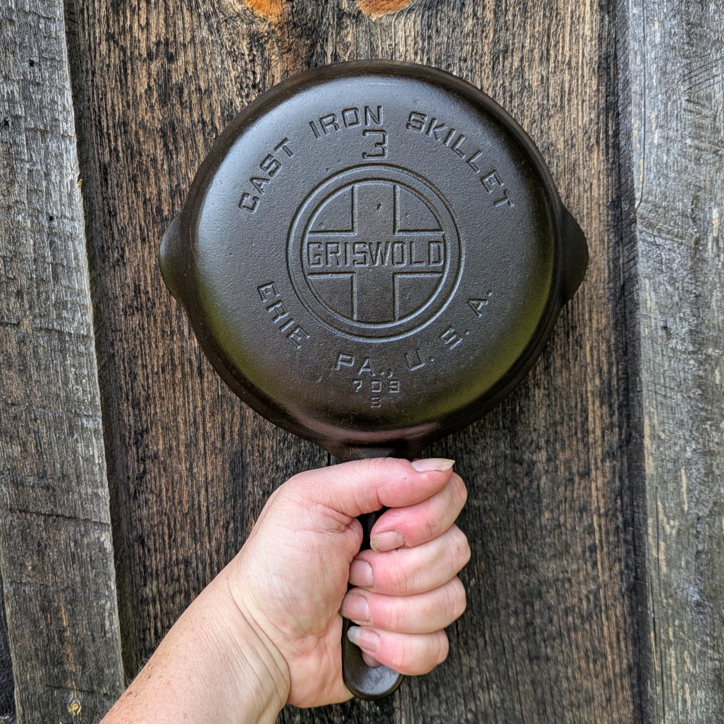Vintage Griswold Large Block Logo #3 Cast Iron Skillet 709 B