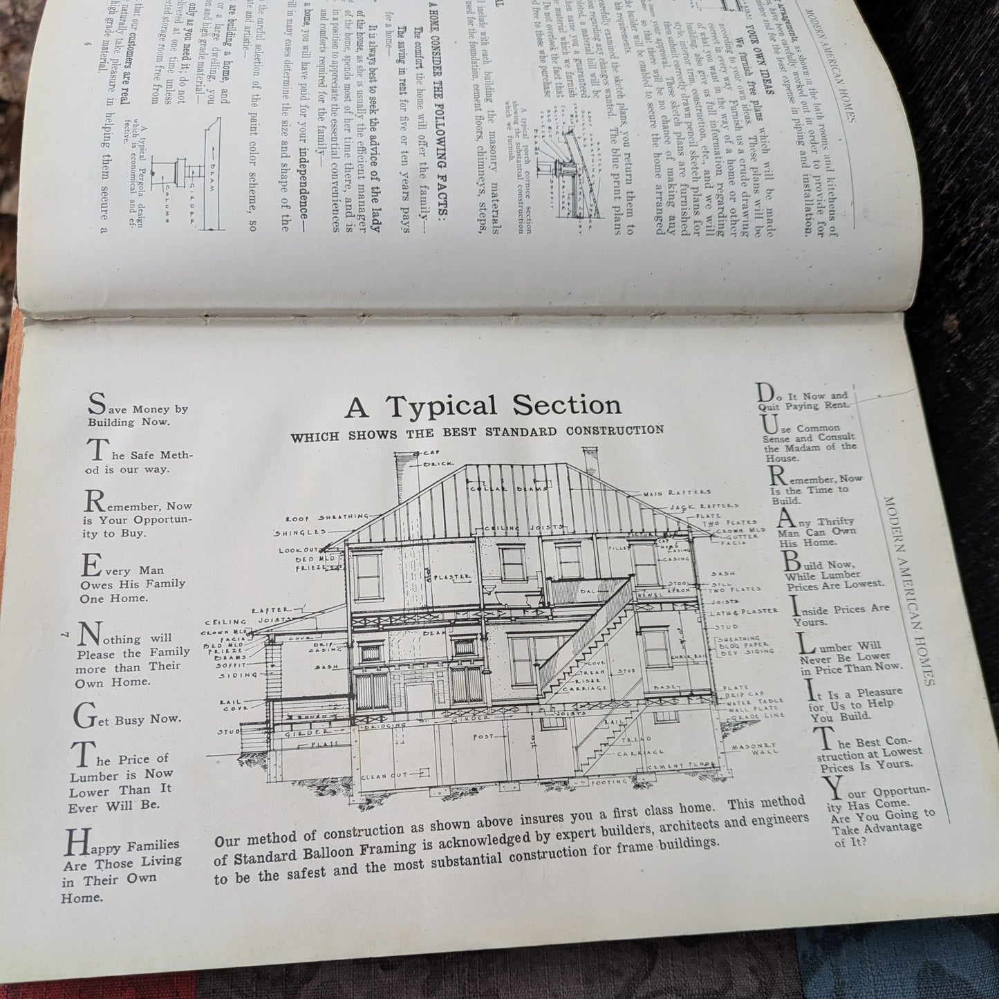 Modern American Homes, 1918 Home Building Catalog First Edition with Ephemera