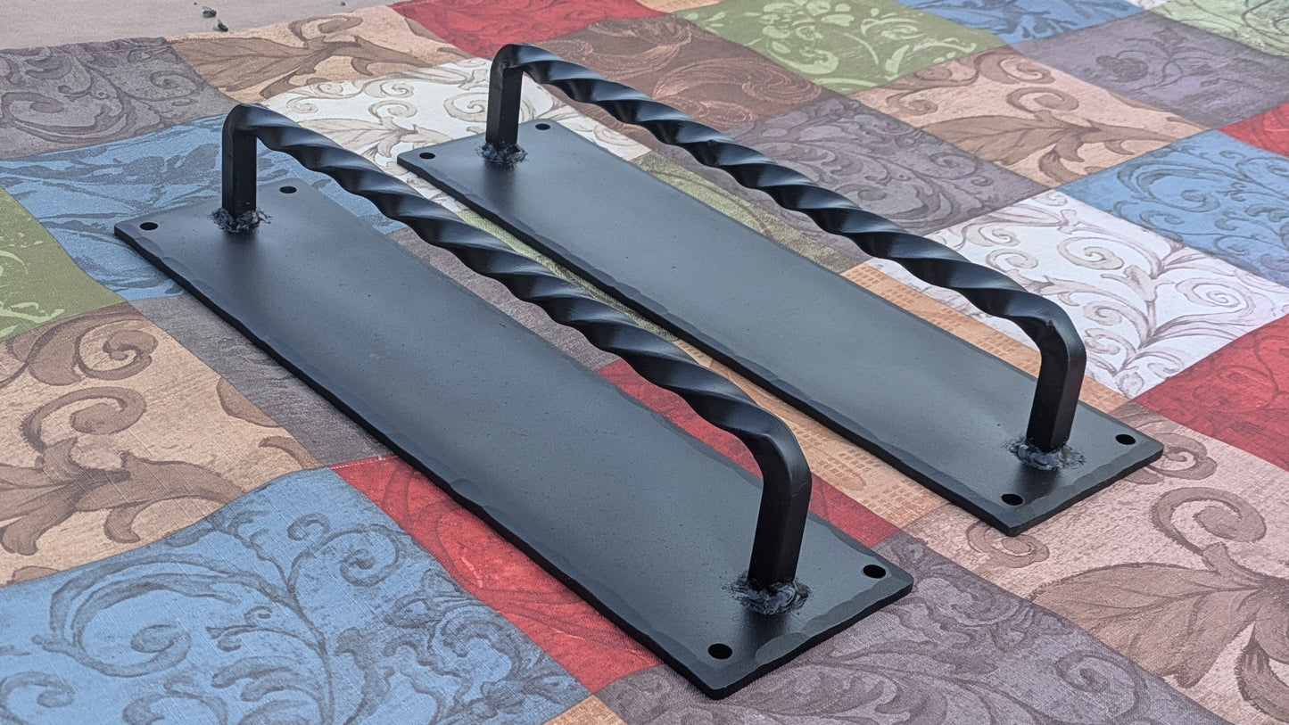 Hand Forged Twisted Handles on 16" x 4" Backplates
