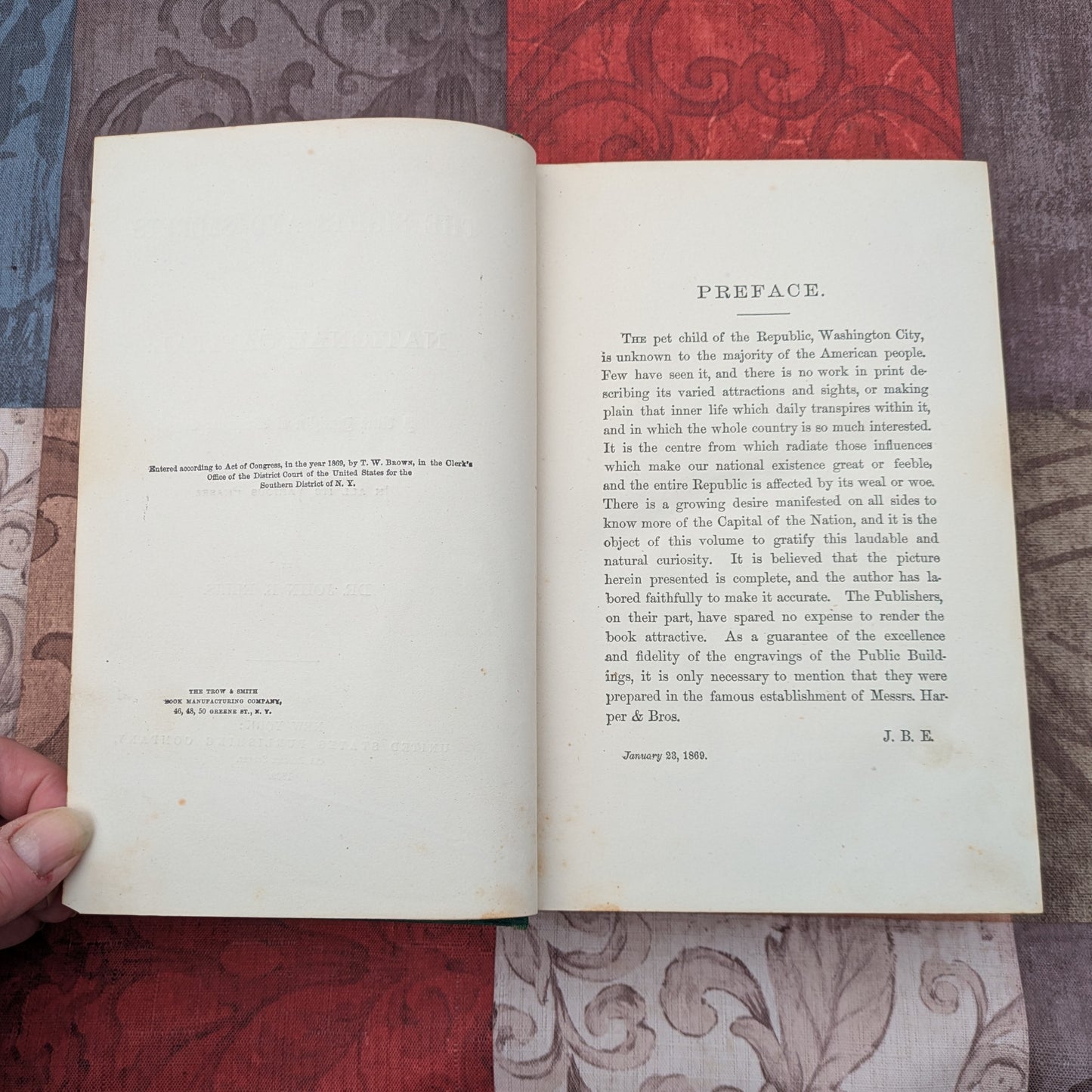 Sights and Secrets of the National Capital, 1869 First Edition by John Ellis. Fascinating Washington D.C. History!