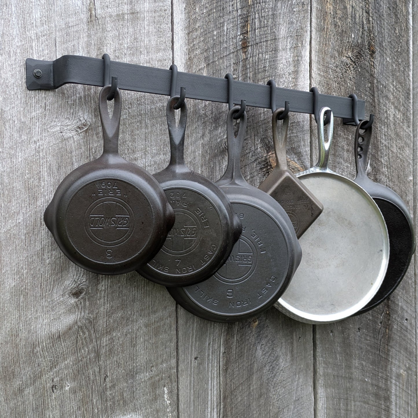 Hand Forged 26" Smooth Finish Pot Rack with Movable Hooks