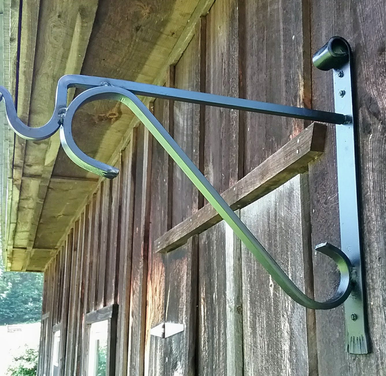 Set of 2 Hand Forged Shelf Wall Brackets with Hooks
