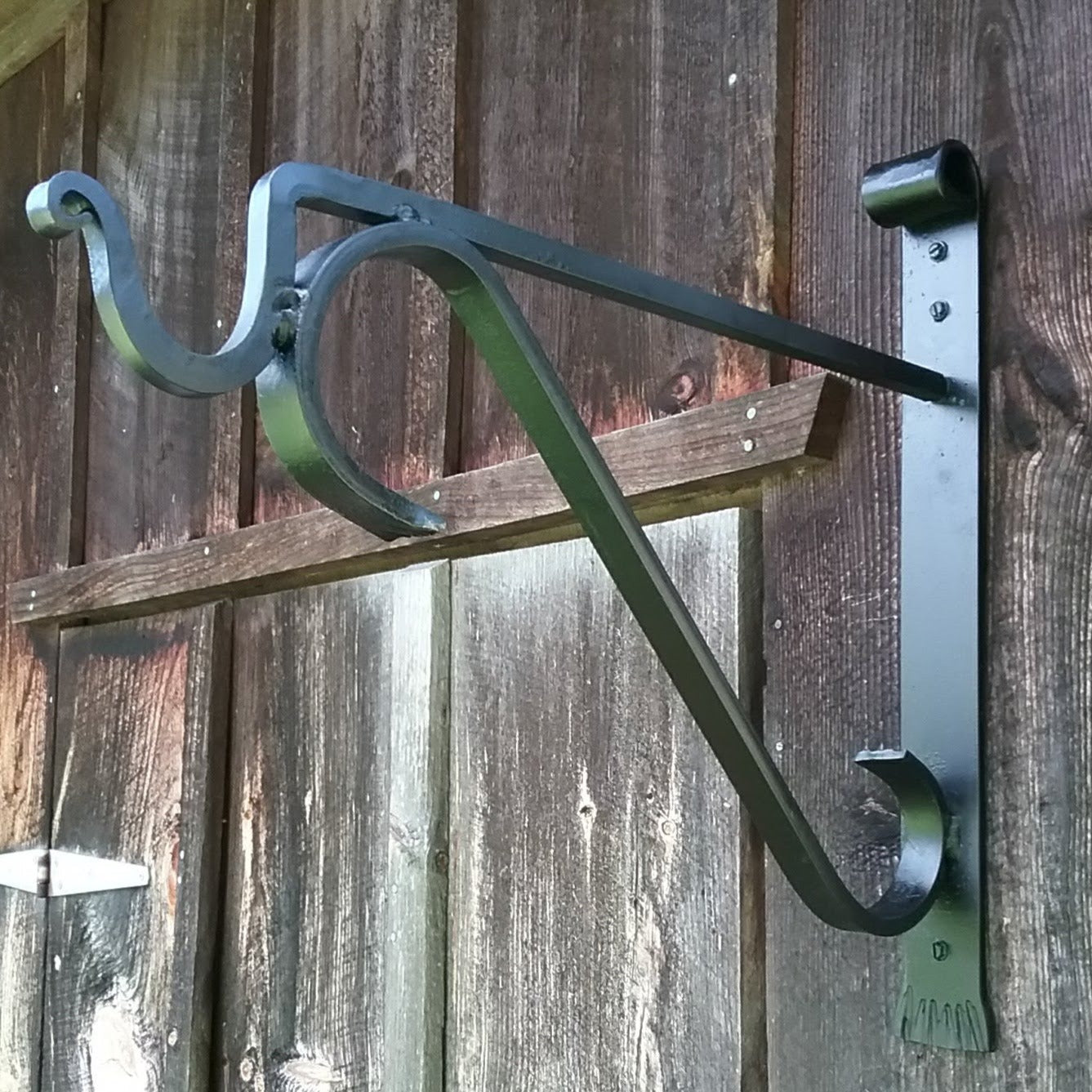 Set of 2 Hand Forged Shelf Wall Brackets with Hooks