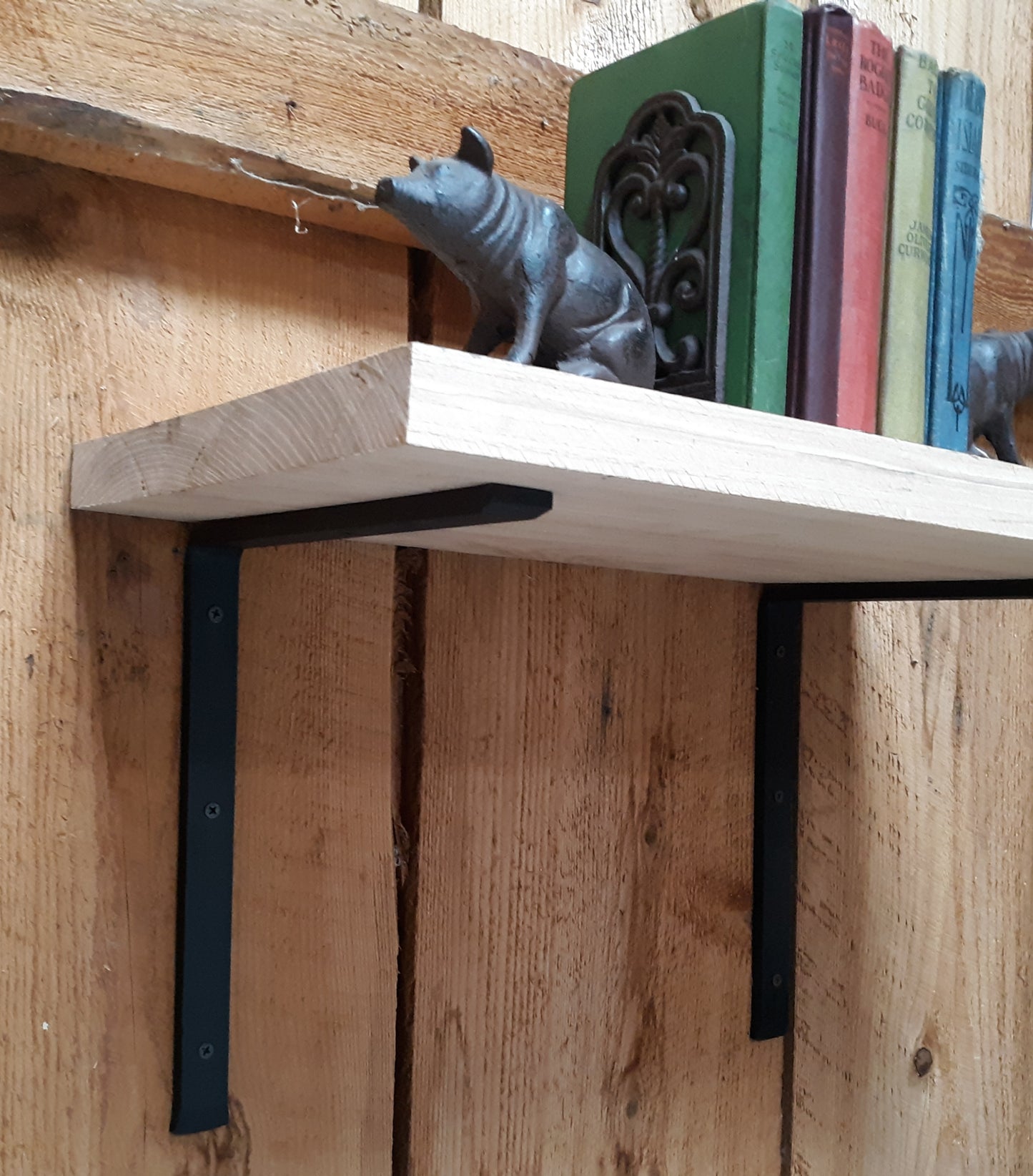 Set of 2 Hand Forged, Blacksmith Made Large Floating Shelf Brackets