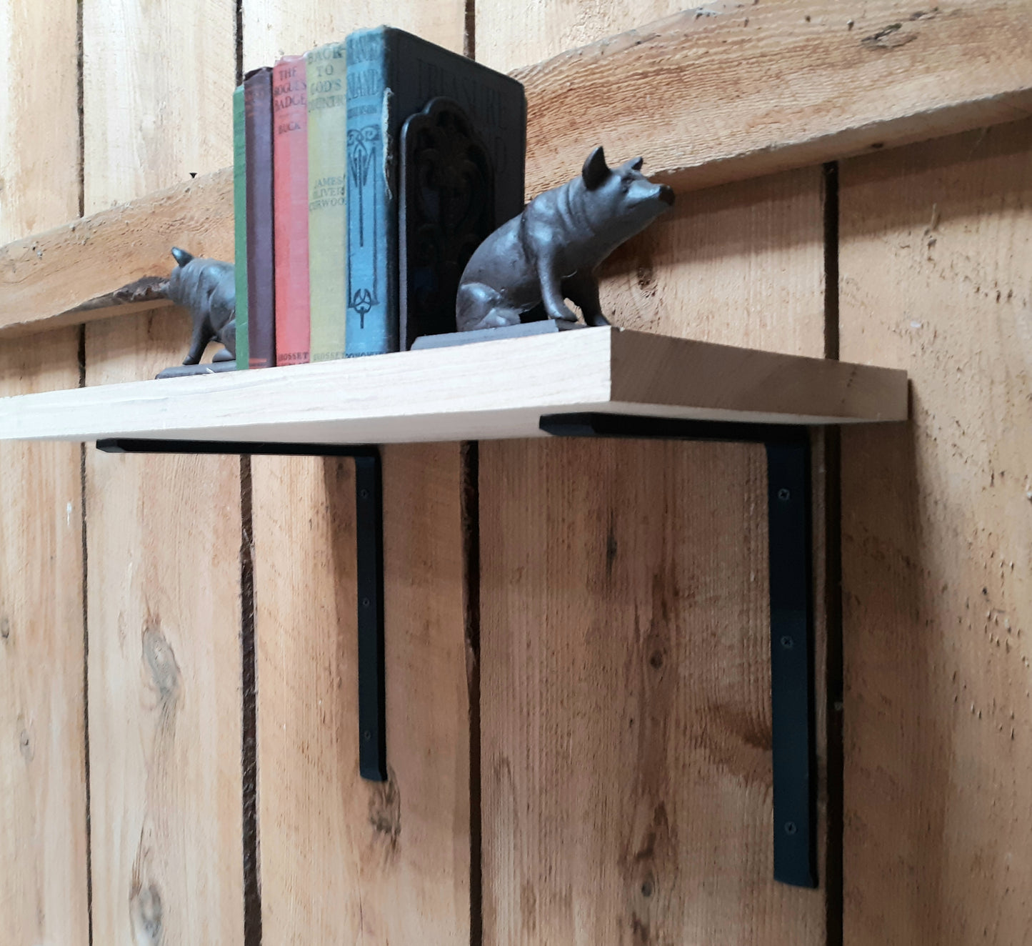 Set of 2 Hand Forged, Blacksmith Made Large Floating Shelf Brackets