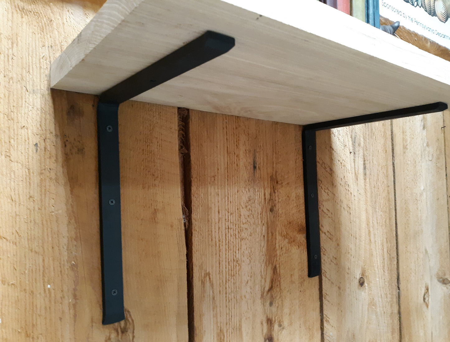Set of 2 Hand Forged, Blacksmith Made Large Floating Shelf Brackets
