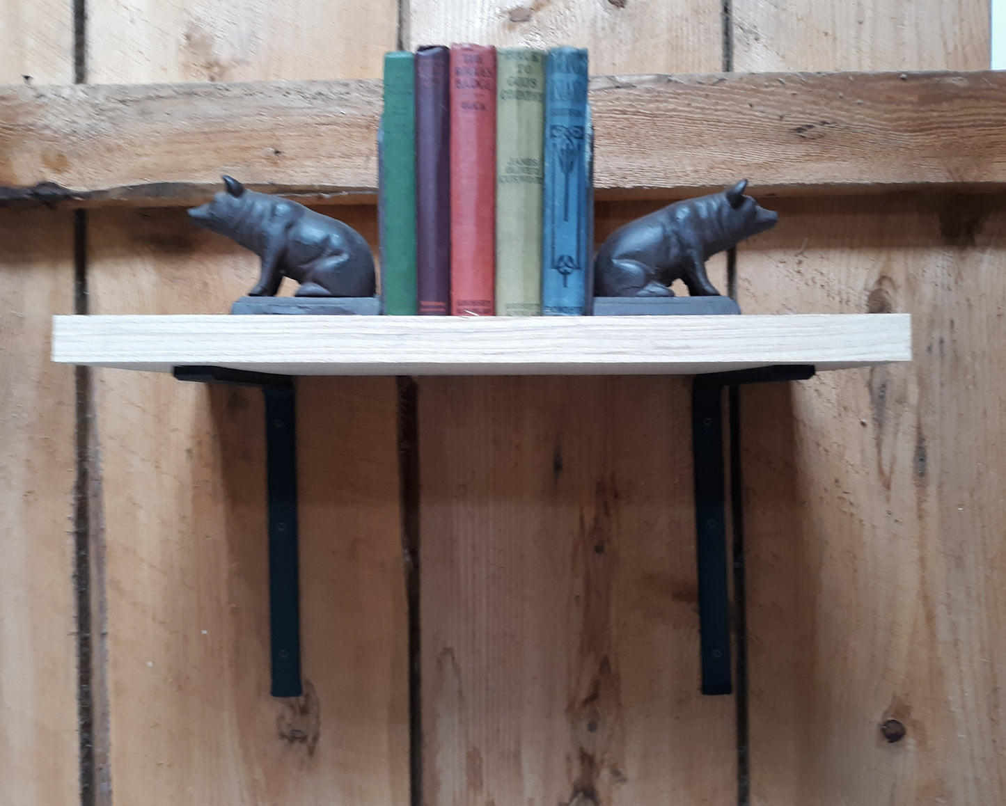 Set of 2 Hand Forged, Blacksmith Made Large Floating Shelf Brackets