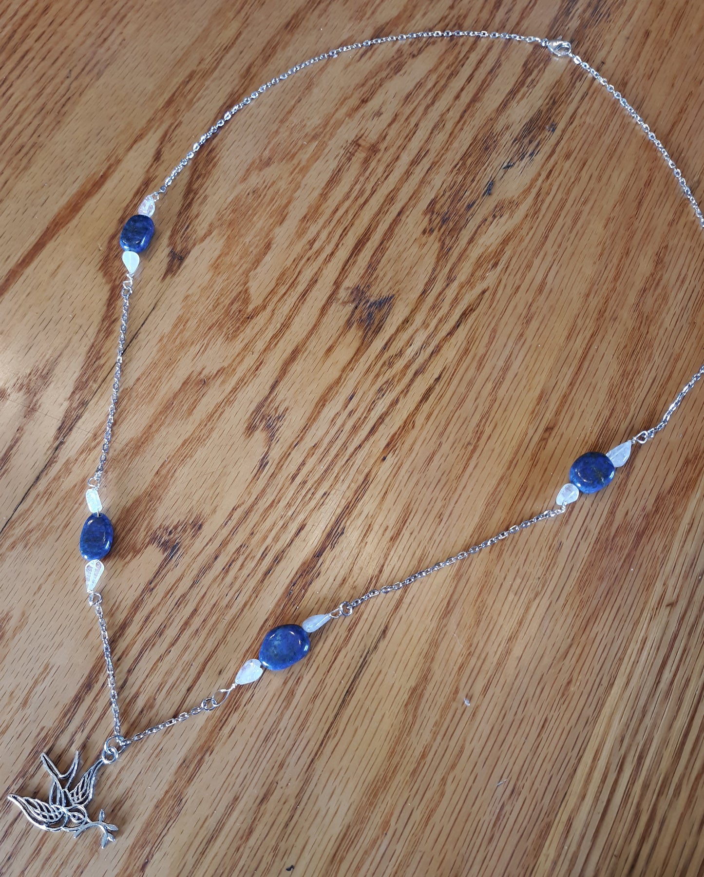 Bird on the Wing Lapis Lazuli and Moonstone Necklace