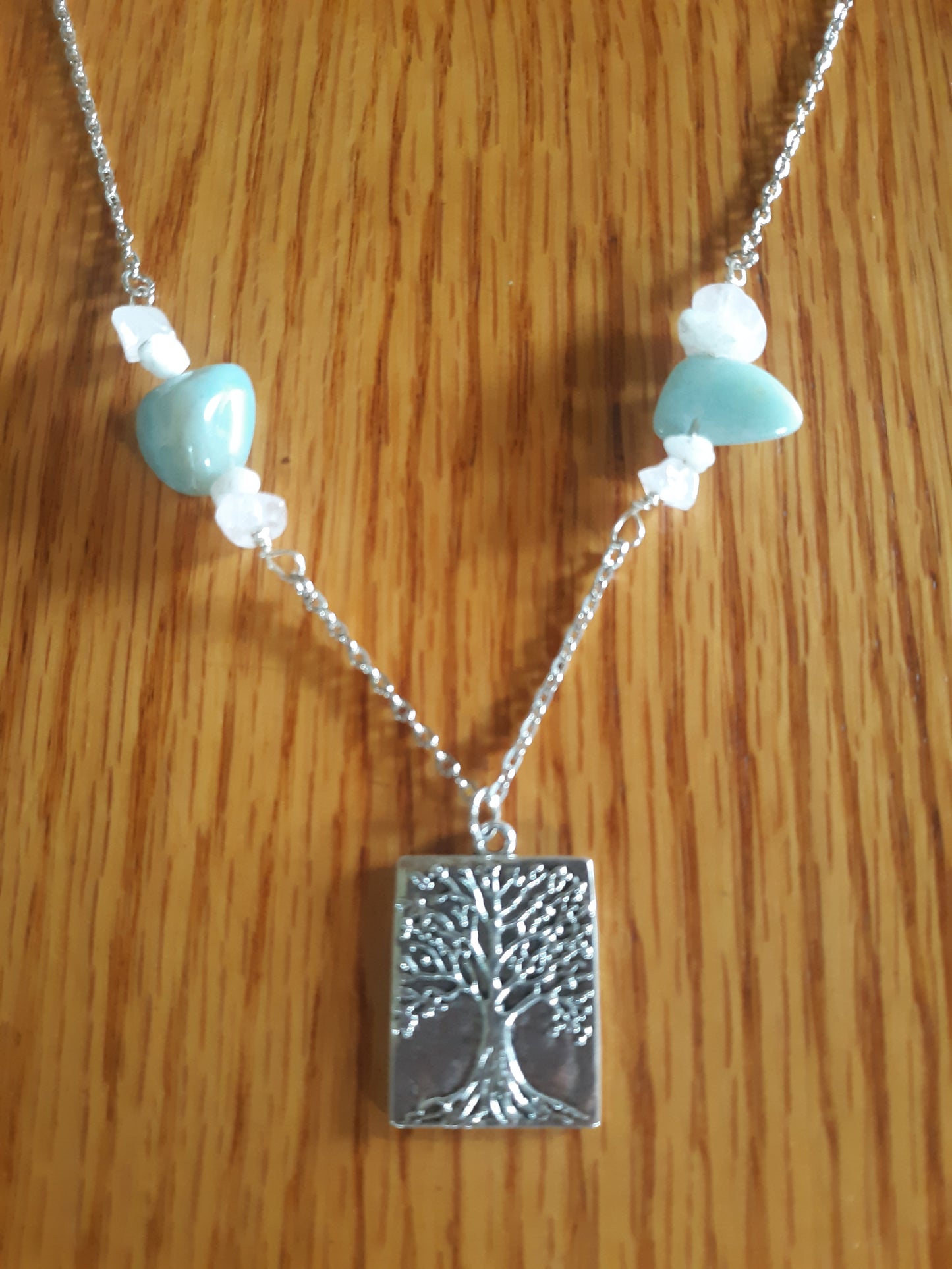 Tree of Life Amazonite and Rose Quartz Necklace