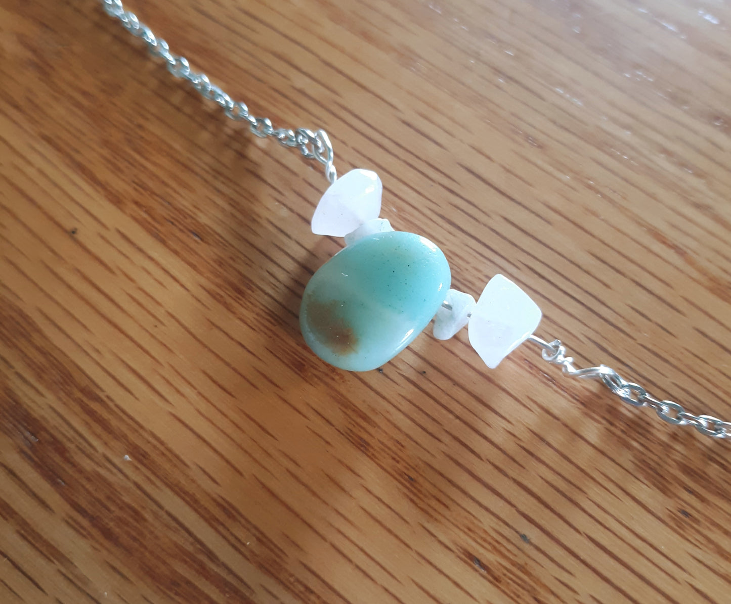 Tree of Life Amazonite and Rose Quartz Necklace