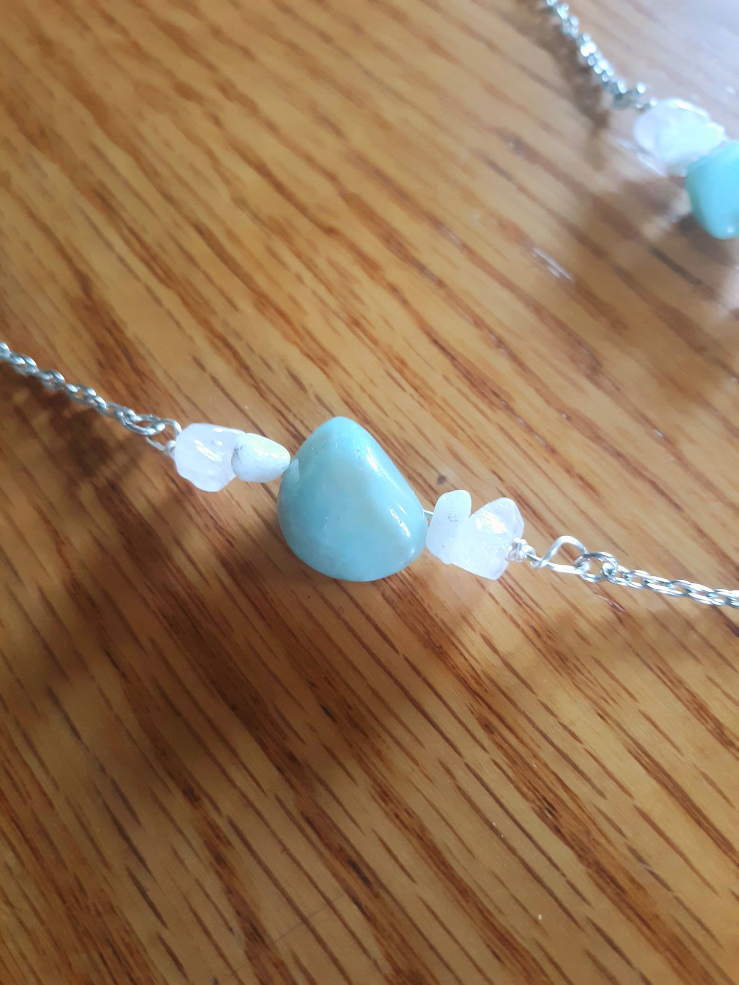 Tree of Life Amazonite and Rose Quartz Necklace