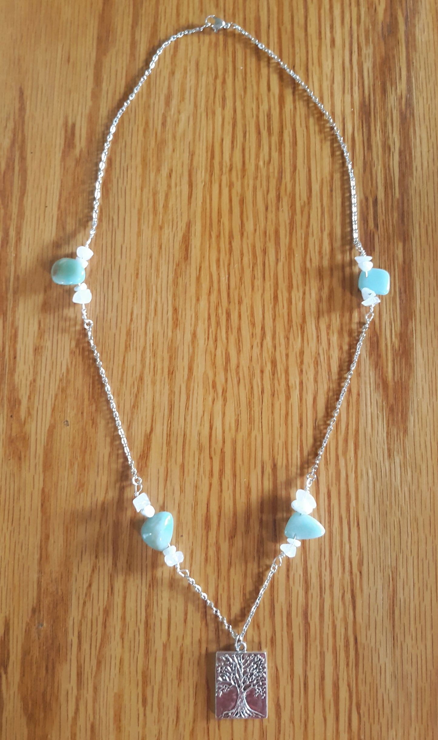 Tree of Life Amazonite and Rose Quartz Necklace