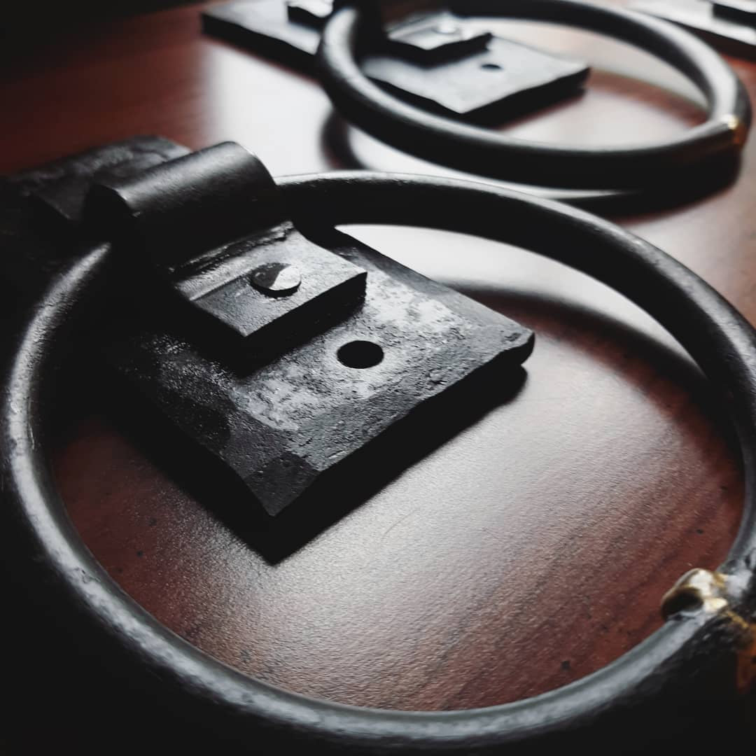 Set of 2 Hand Forged Brazed Ring Handles