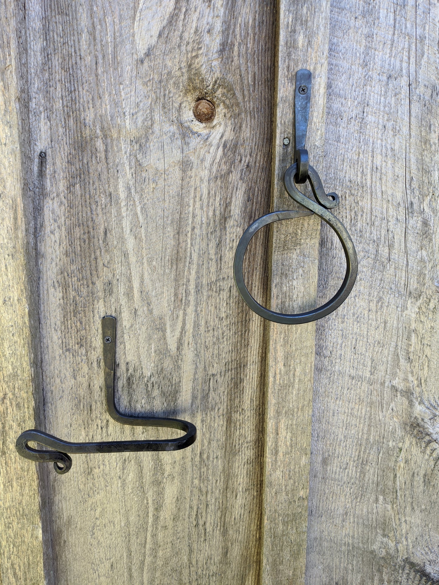 Hand Forged Bathroom Set-Towel Holder and Toilet Paper Holder