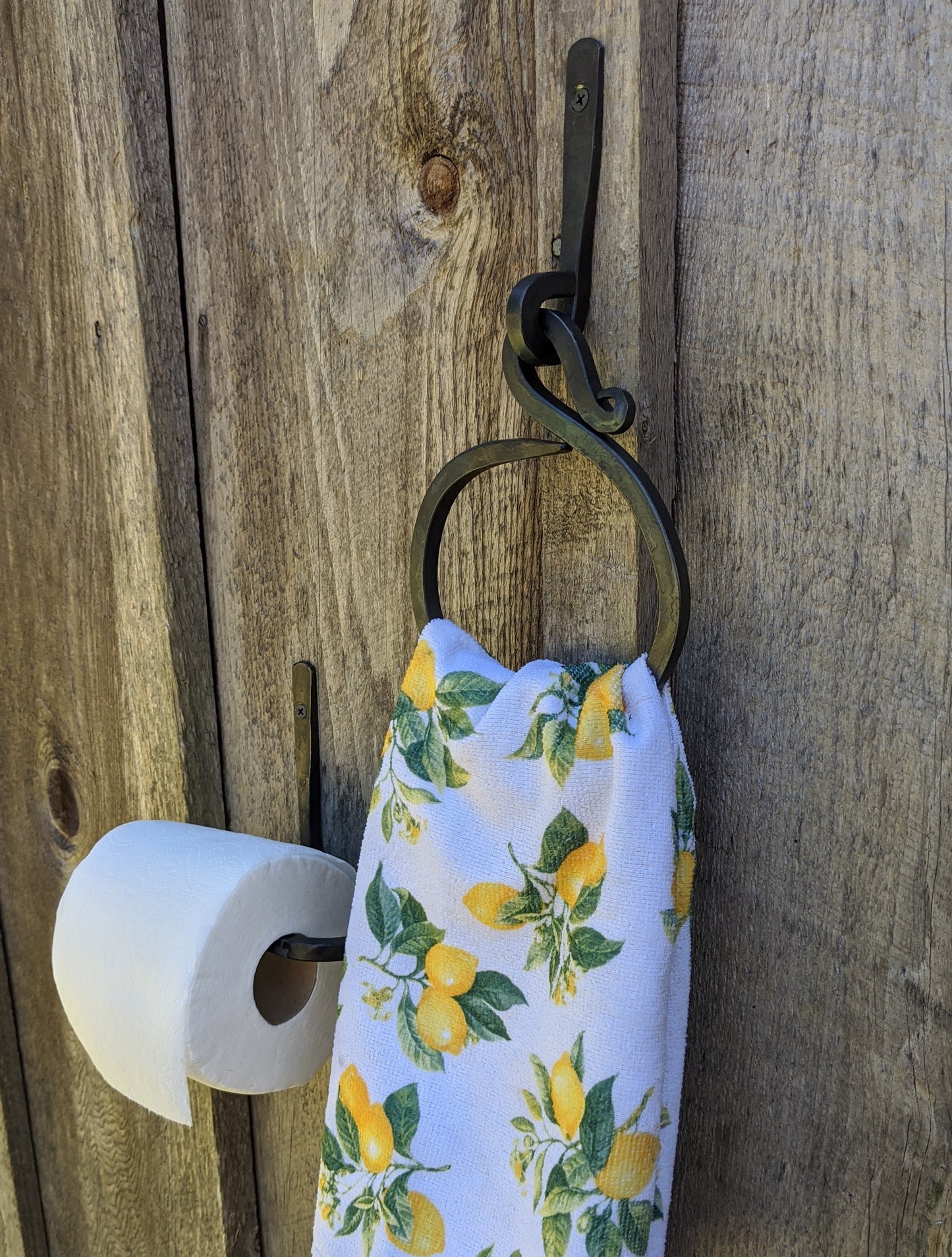 Hand Forged Bathroom Set-Towel Holder and Toilet Paper Holder