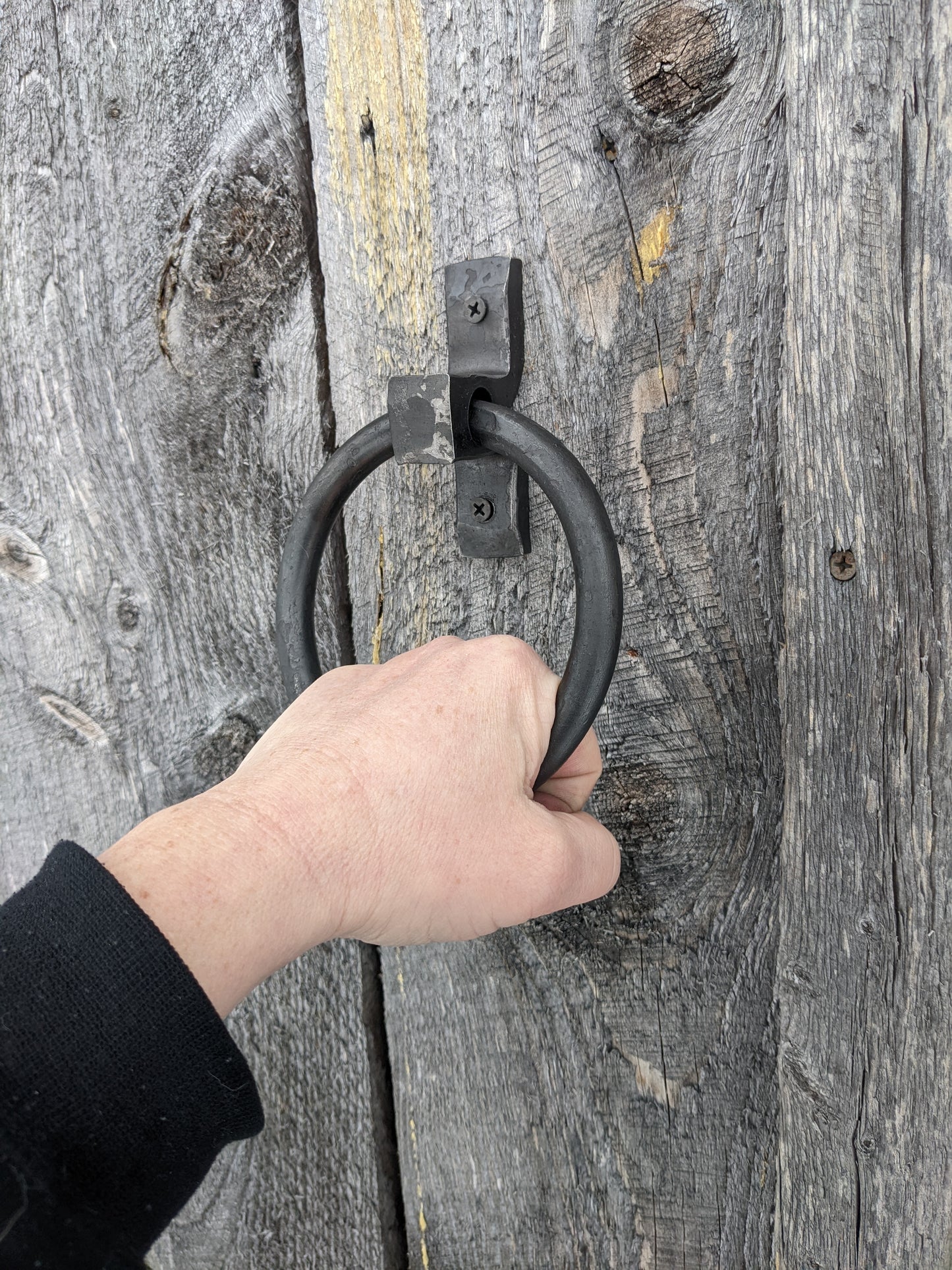 Large Hand Forged Ring Handles- 5" Diameter, Set of 2