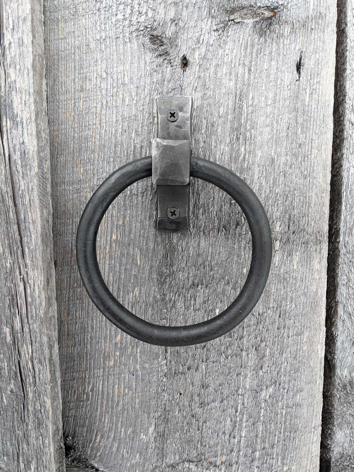 Large Hand Forged Ring Handles- 5" Diameter, Set of 2