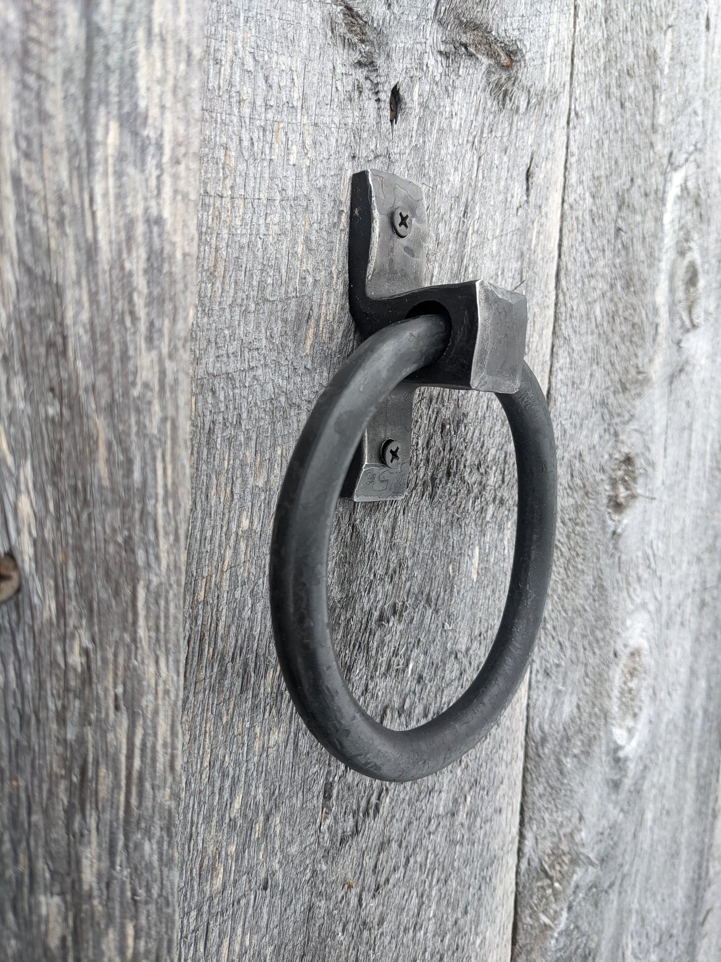 Large Hand Forged Ring Handles- 5" Diameter, Set of 2