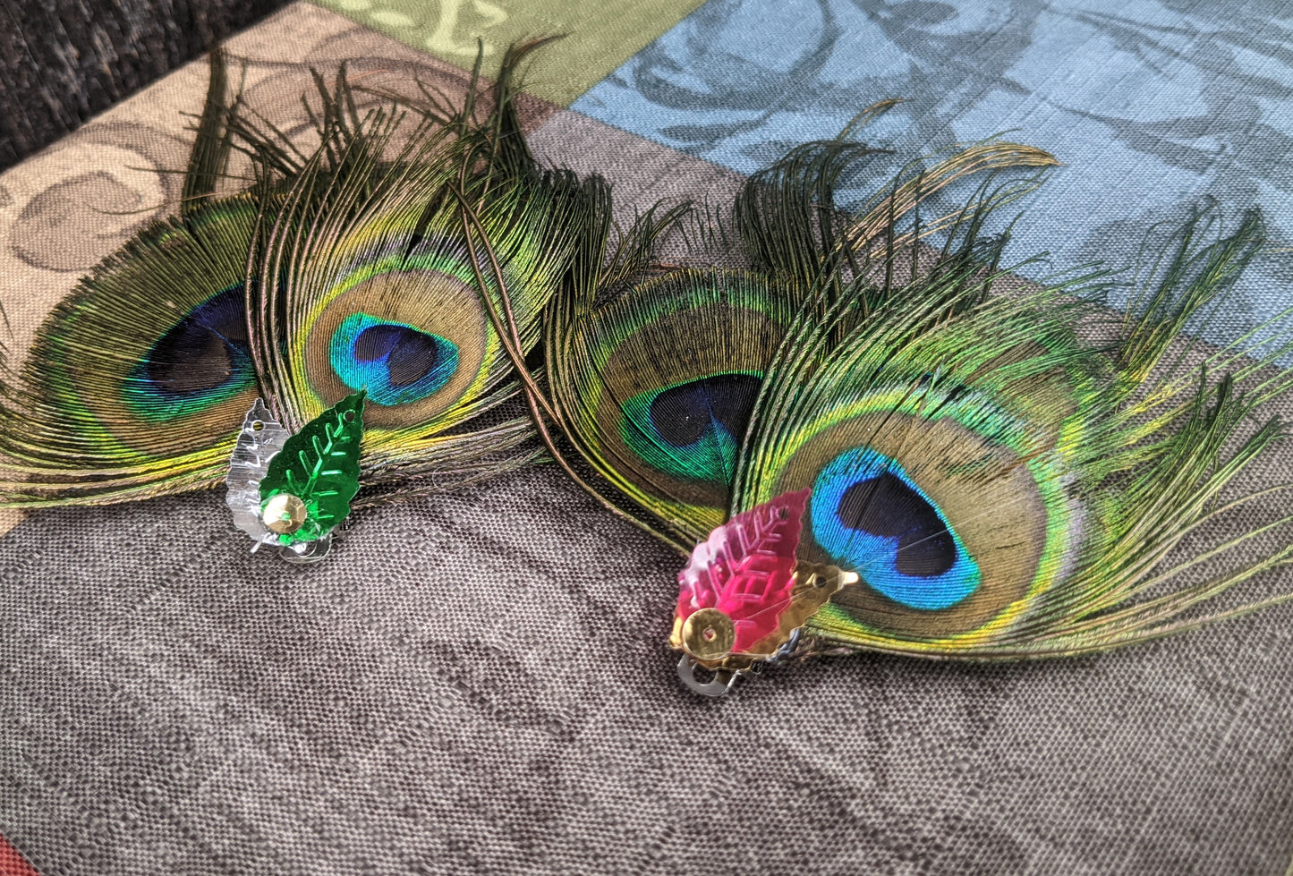 Peacock Feather Hair Clip with Fun Sequin Accents