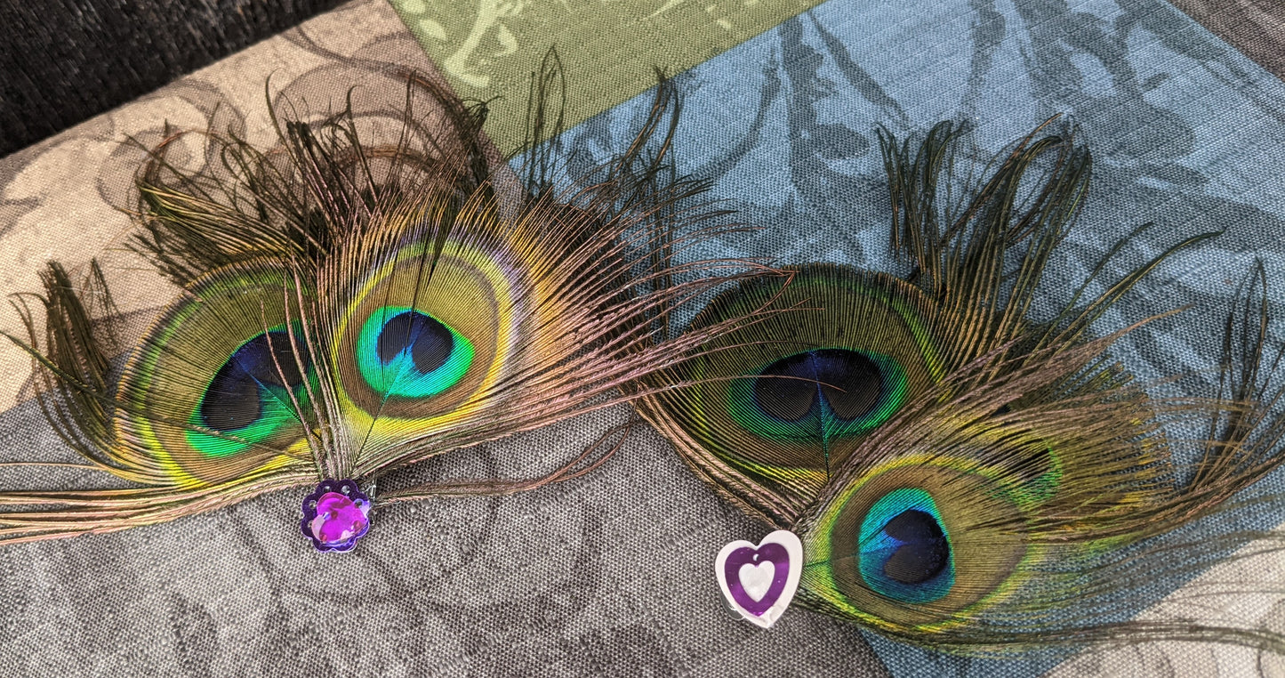 Peacock Feather Hair Clip with Fun Sequin Accents
