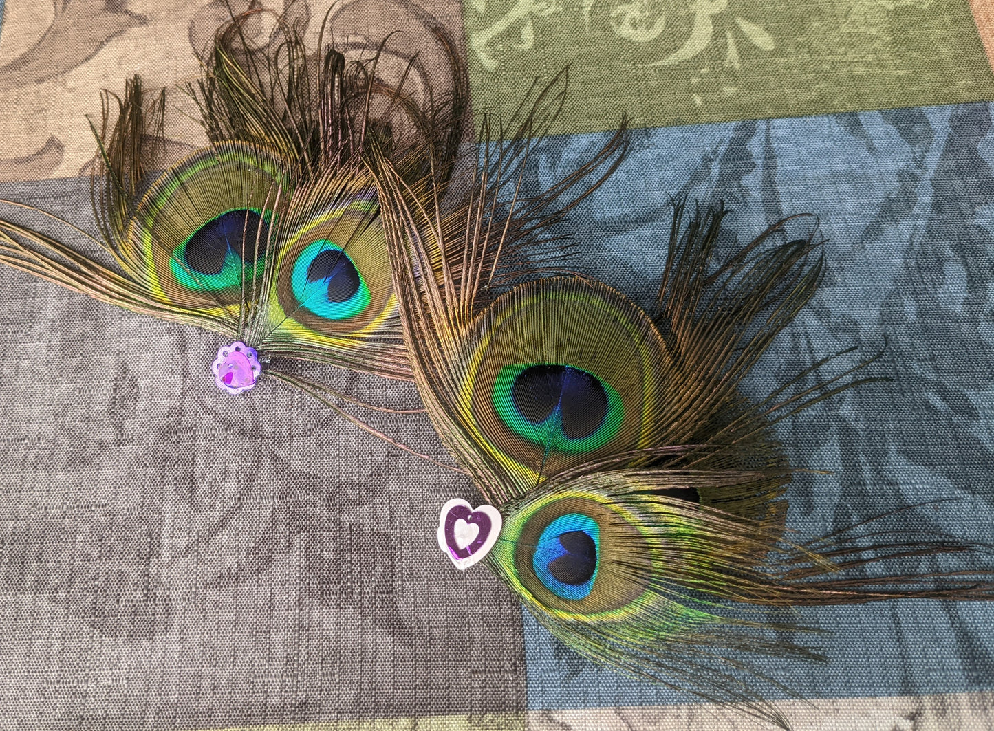 Peacock Feather Hair Clip with Fun Sequin Accents