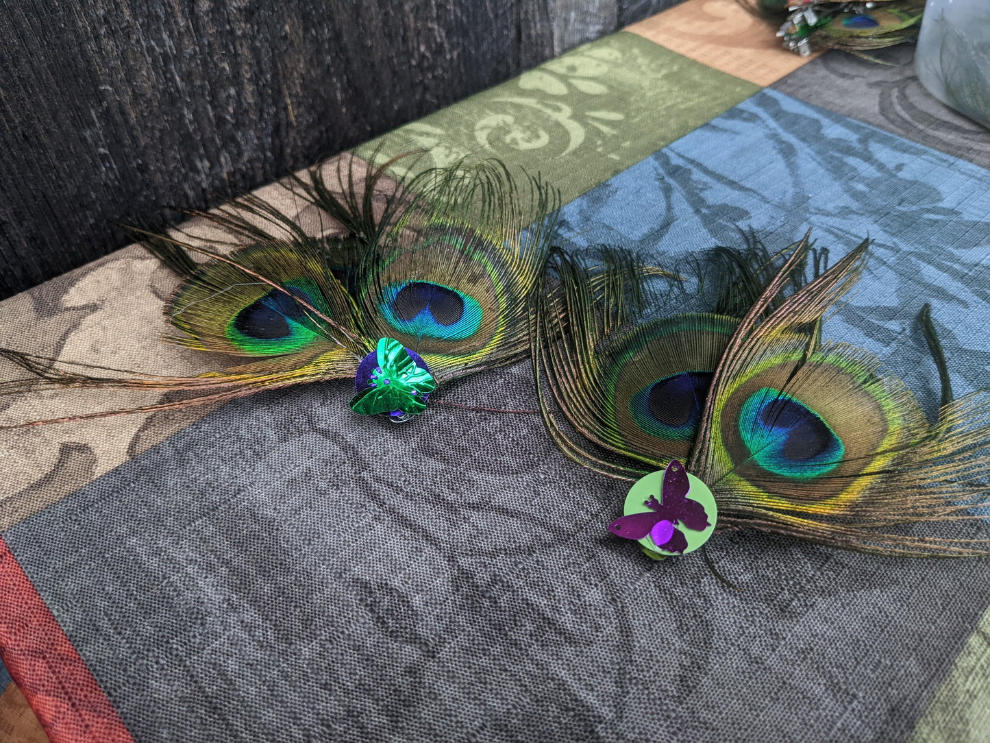 Peacock Feather Hair Clip with Fun Sequin Accents