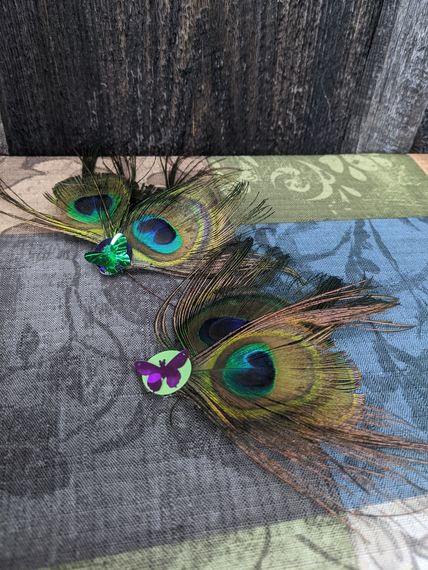 Peacock Feather Hair Clip with Fun Sequin Accents