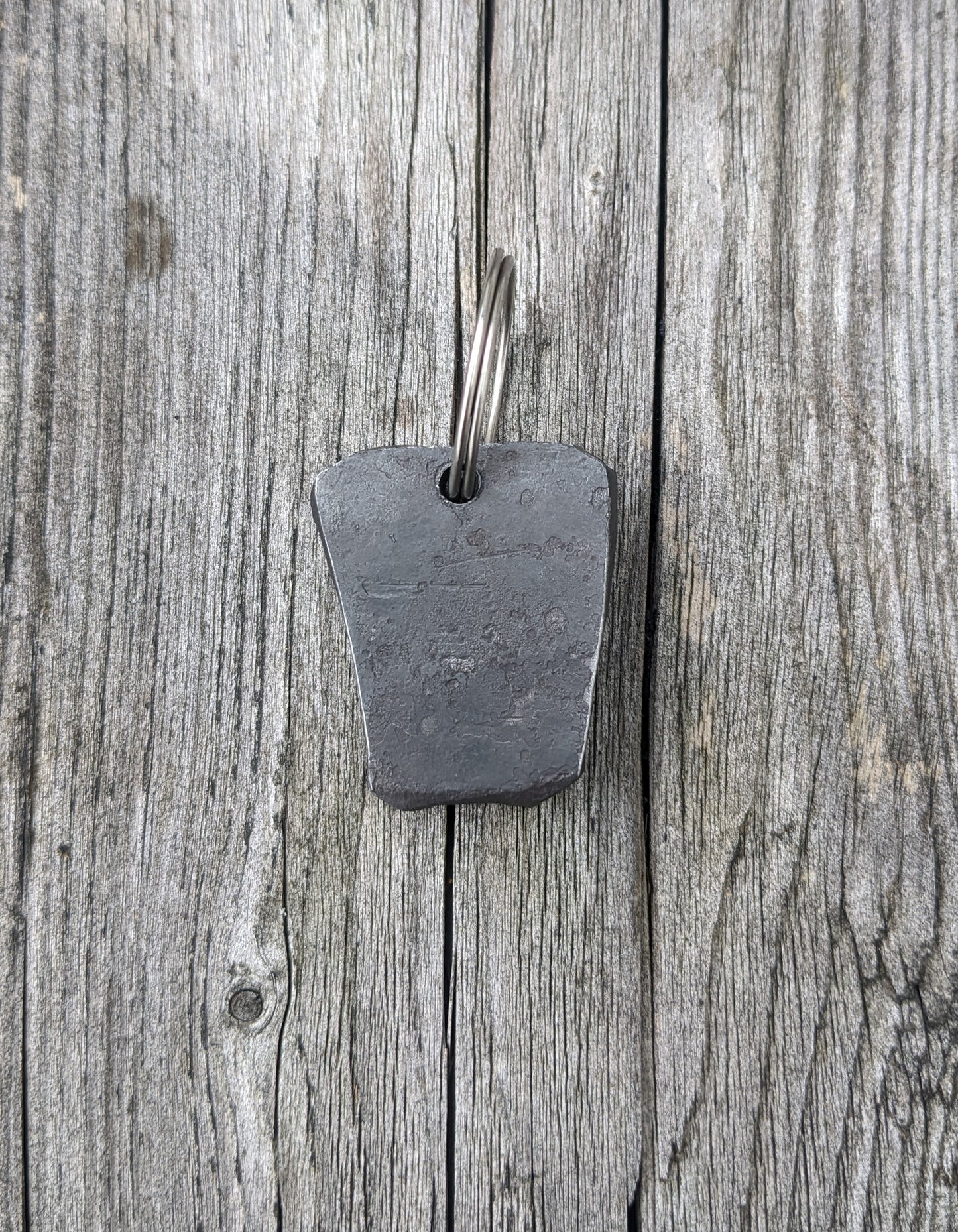 Hand Forged Steel Skull Keychain